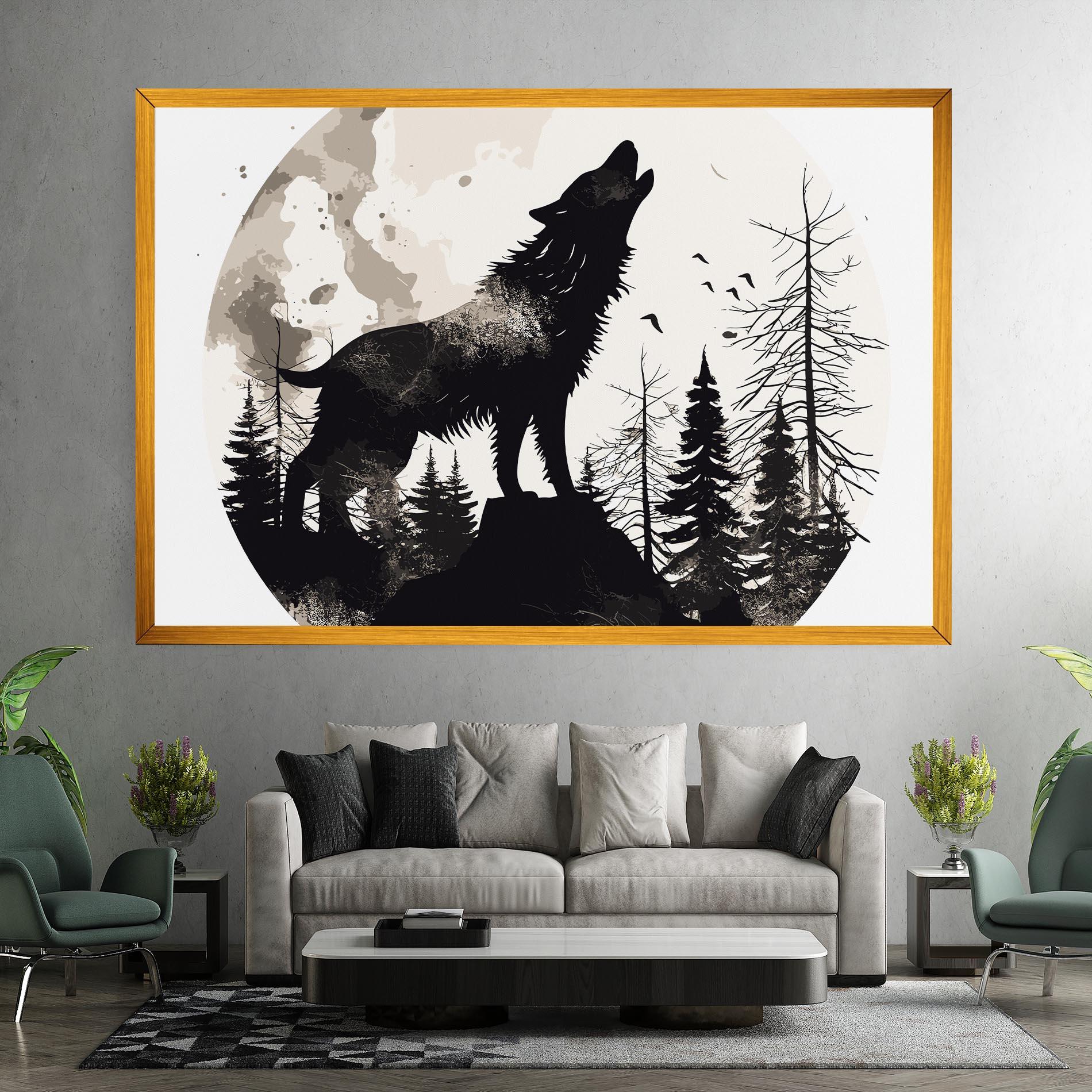 Tablou Canvas Black On Cream Wolf mockup 7