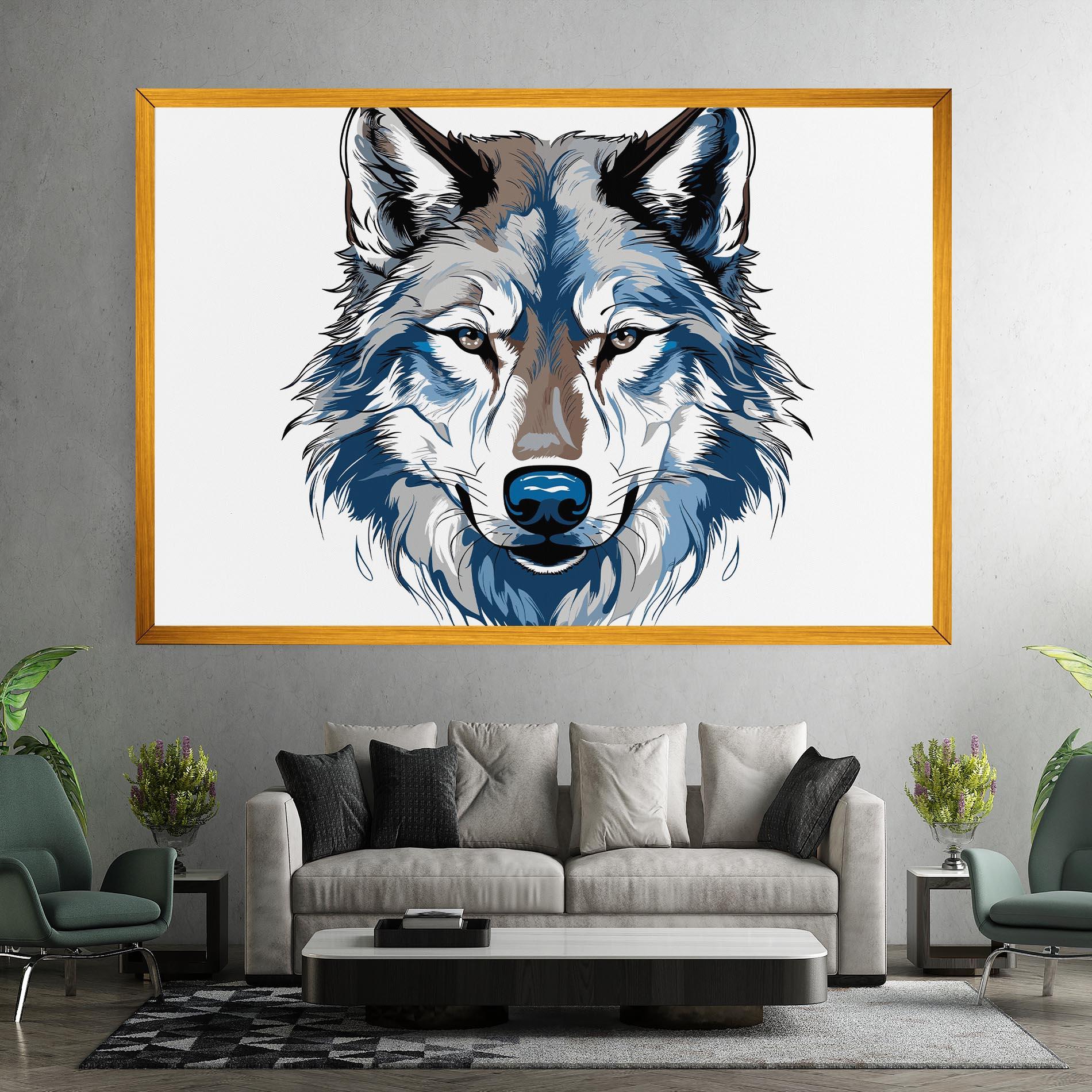 Tablou Canvas Blue Wolf Head mockup 7