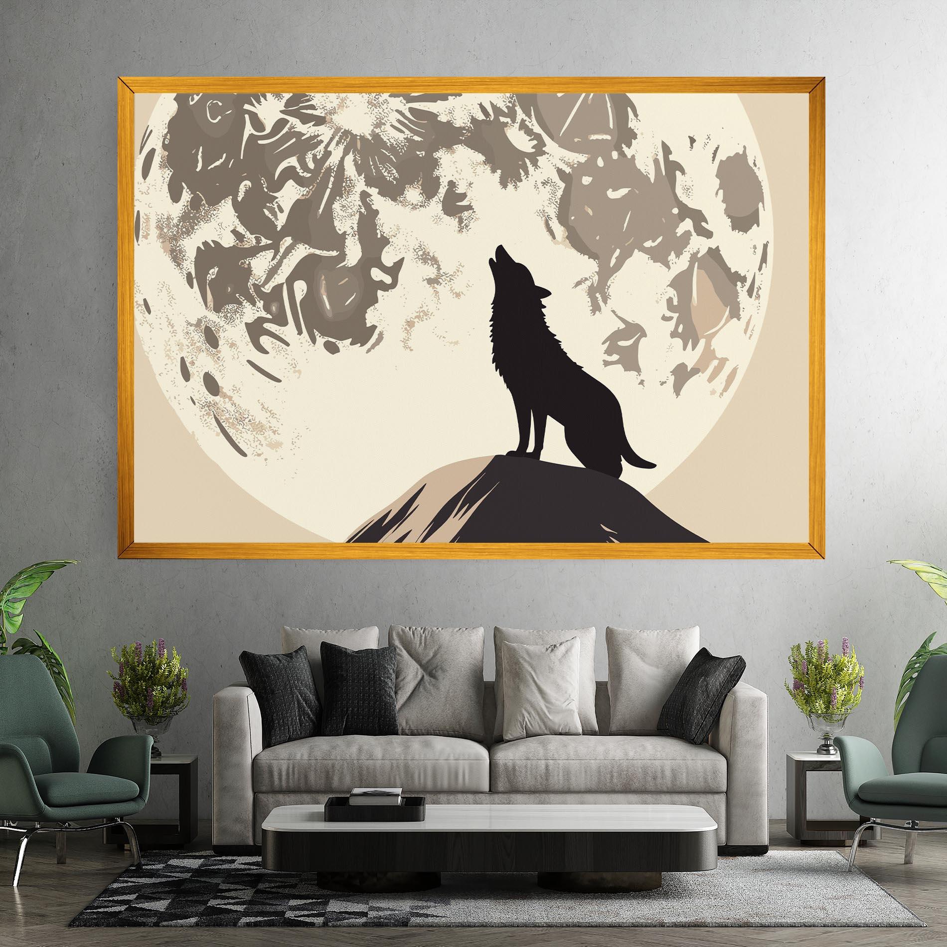 Tablou Canvas Cream Moon Wolf mockup 7