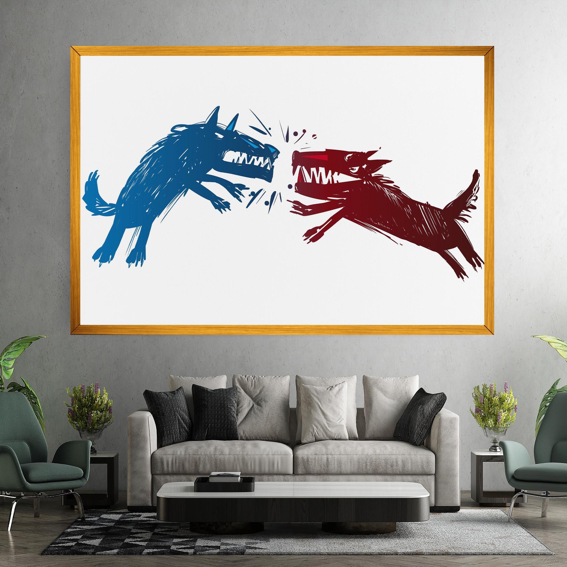 Tablou Canvas Red Blue Wolves mockup 7