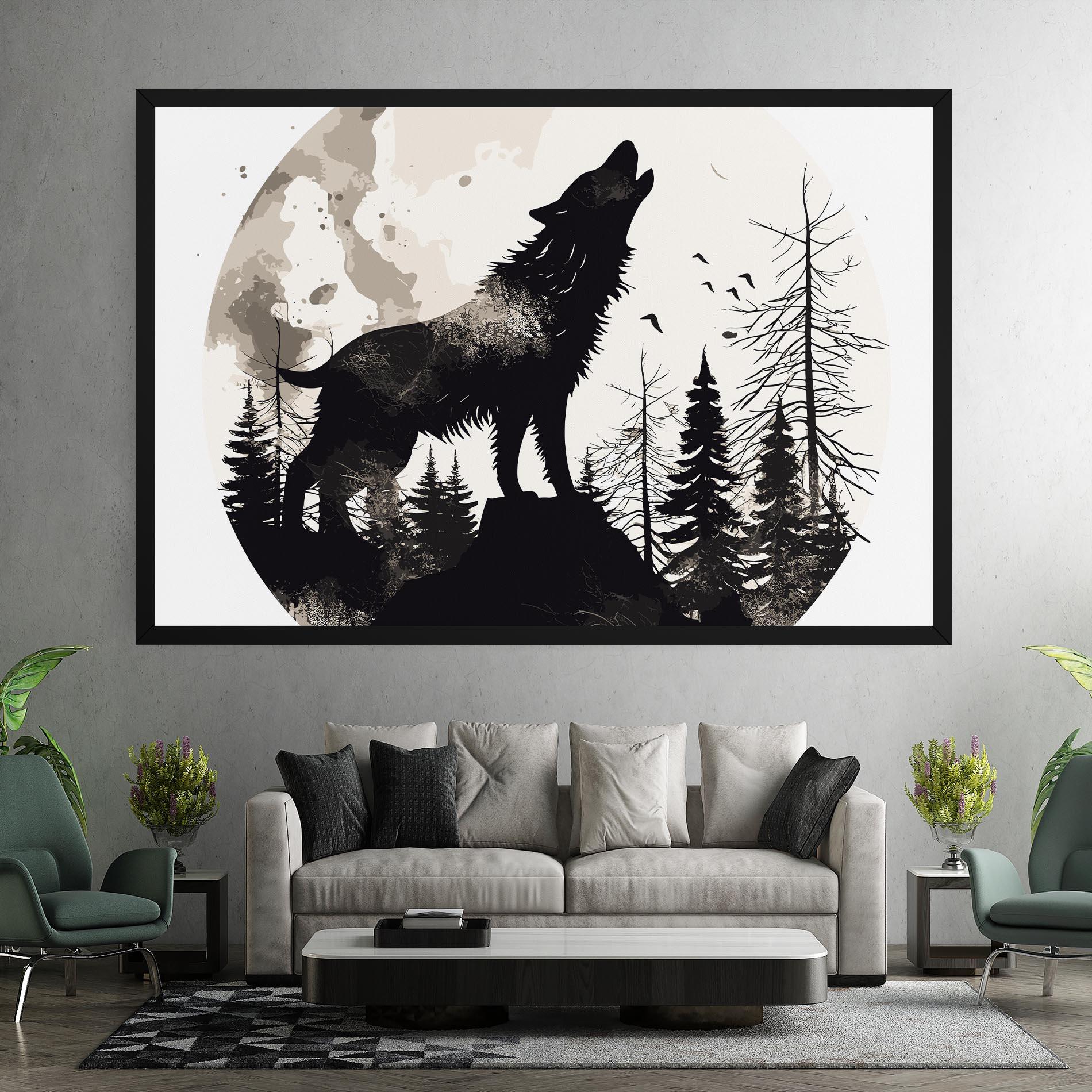 Tablou Canvas Black On Cream Wolf mockup 7