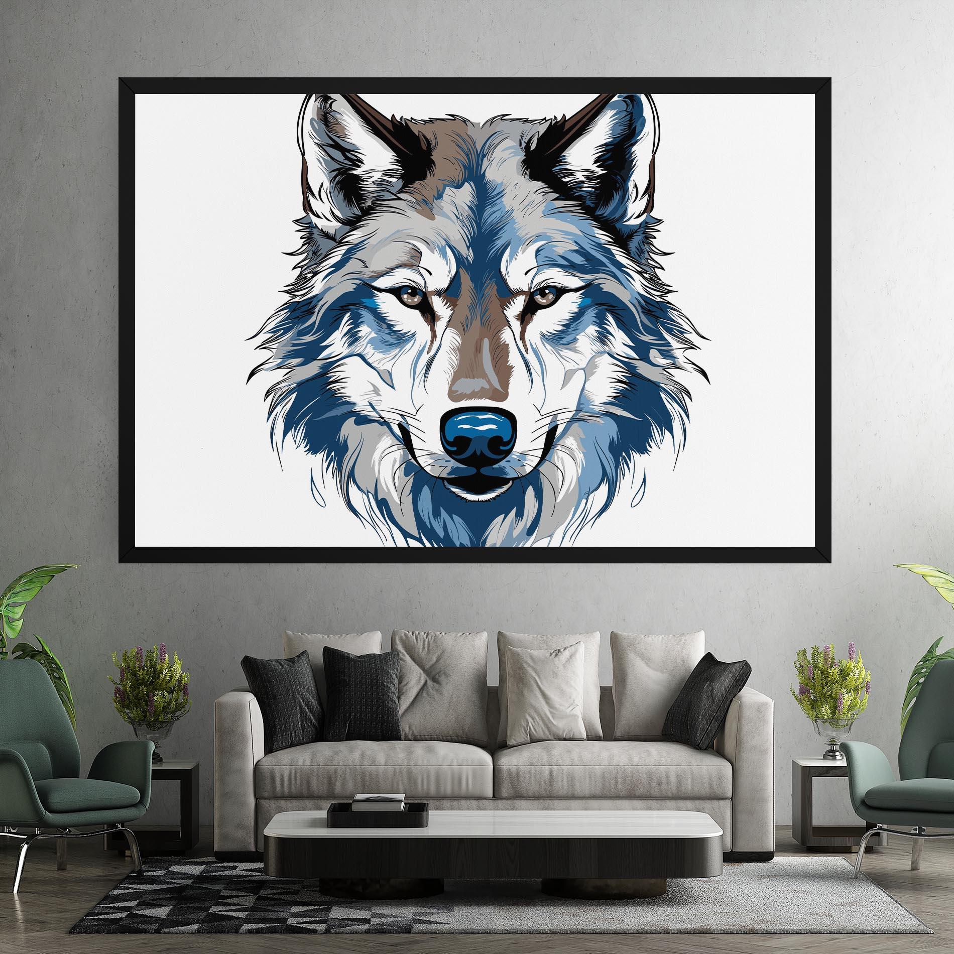 Tablou Canvas Blue Wolf Head mockup 7