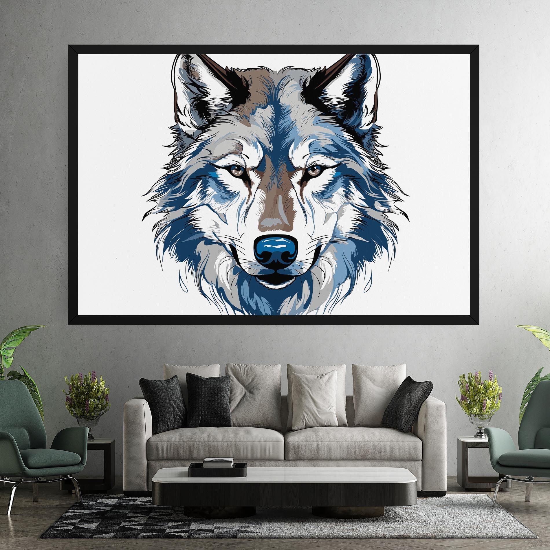 Blue Wolf Head mockup 7