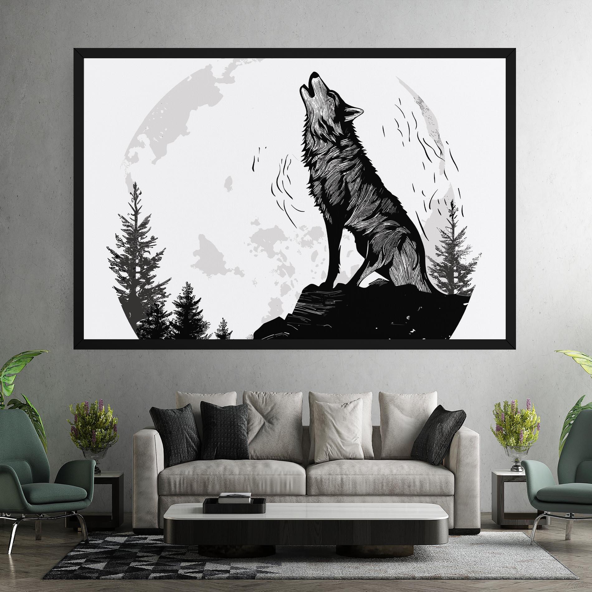 Tablou Canvas Grey Moon Wolf mockup 7