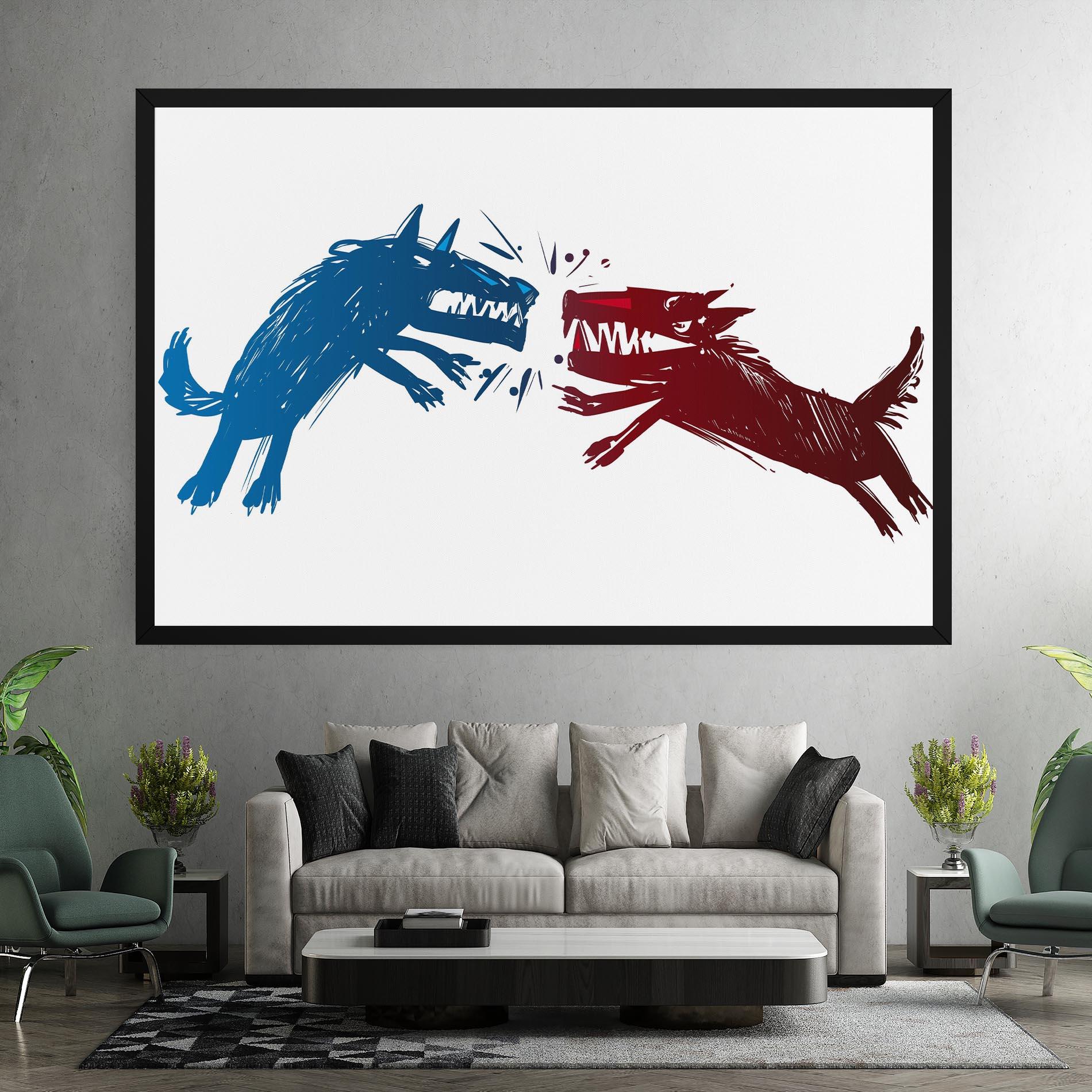 Tablou Canvas Red Blue Wolves mockup 7