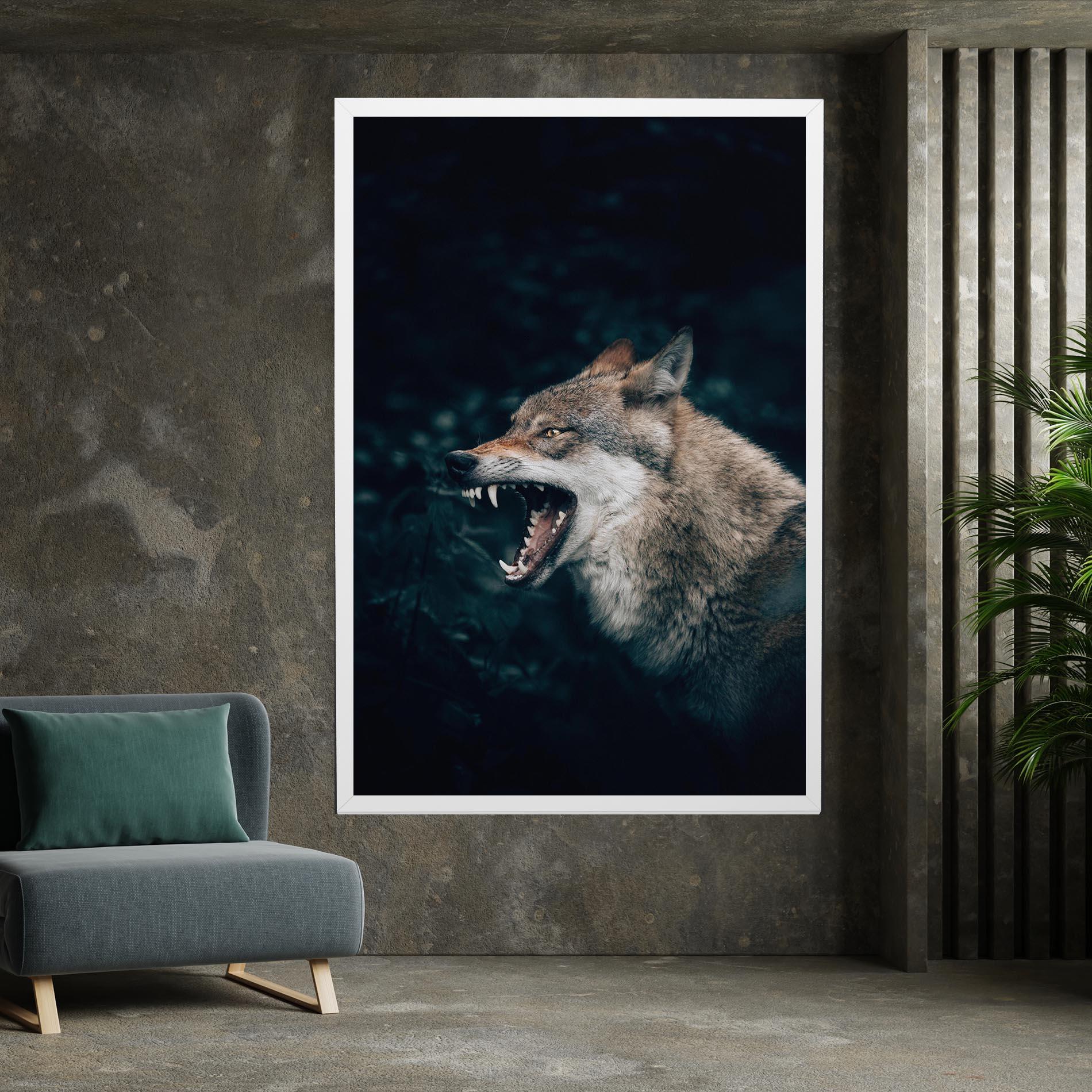 Tablou Canvas Angry Wolf In The Forest mockup 7