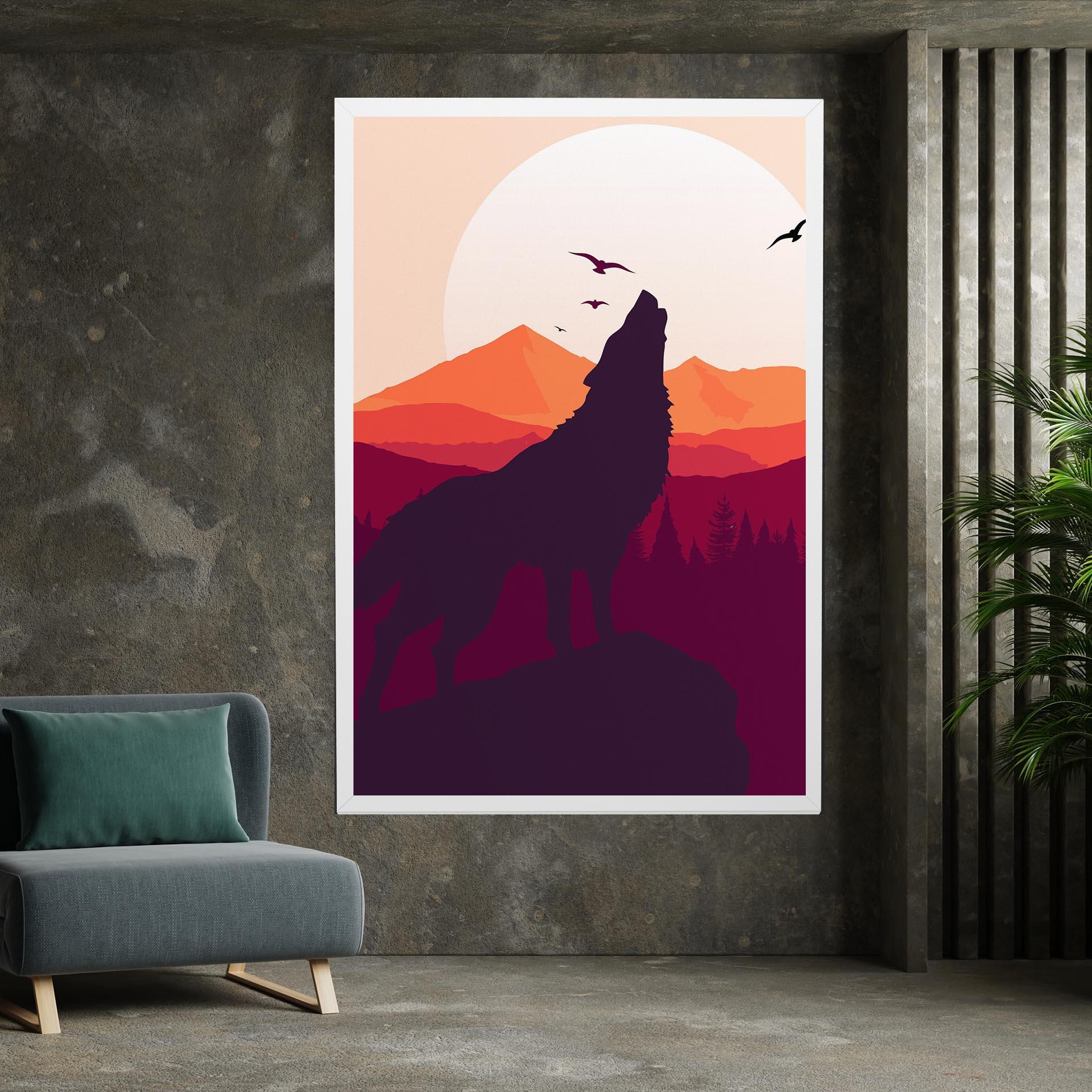 Tablou Canvas Wolf Pink Moon mockup 7