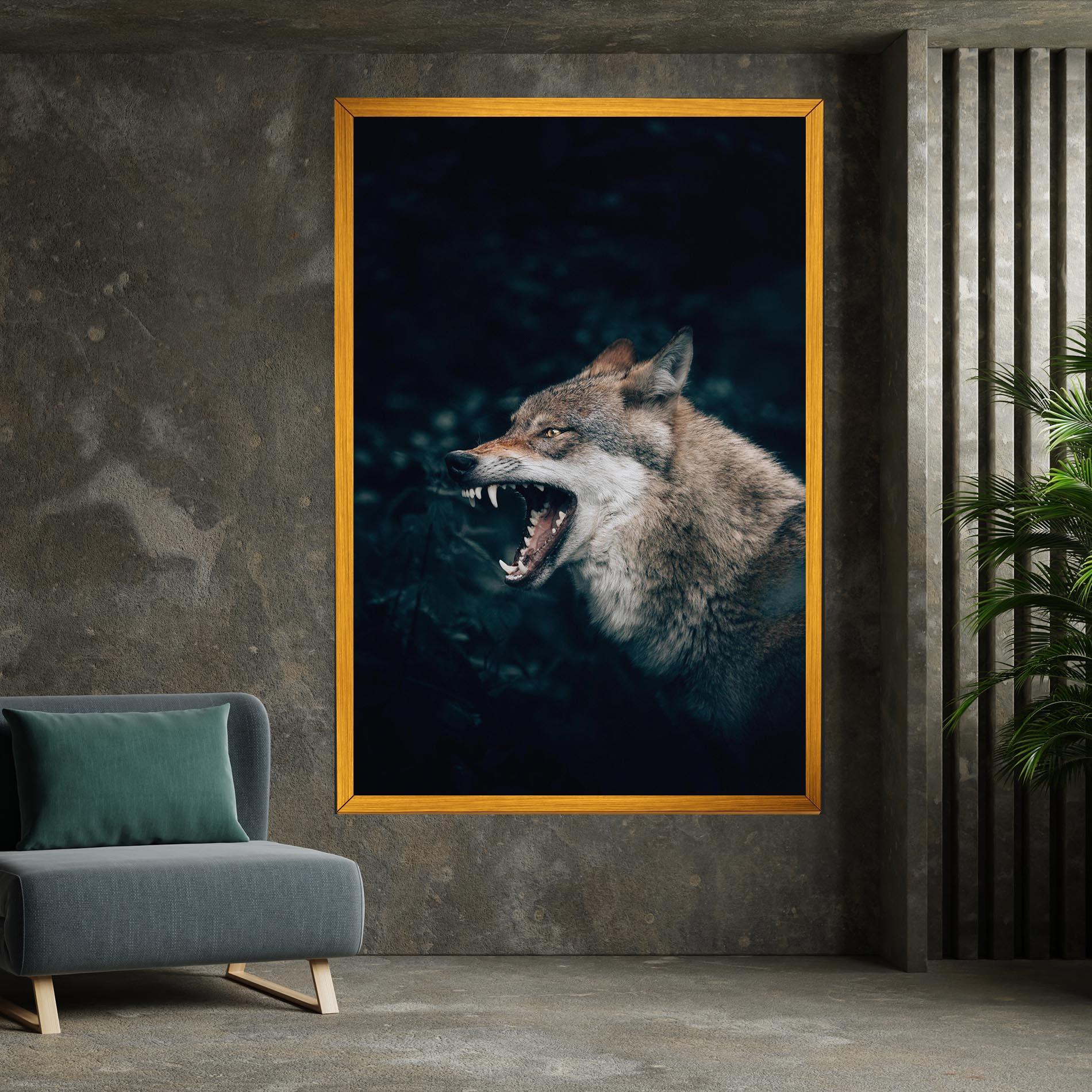 Tablou Canvas Angry Wolf In The Forest mockup 7