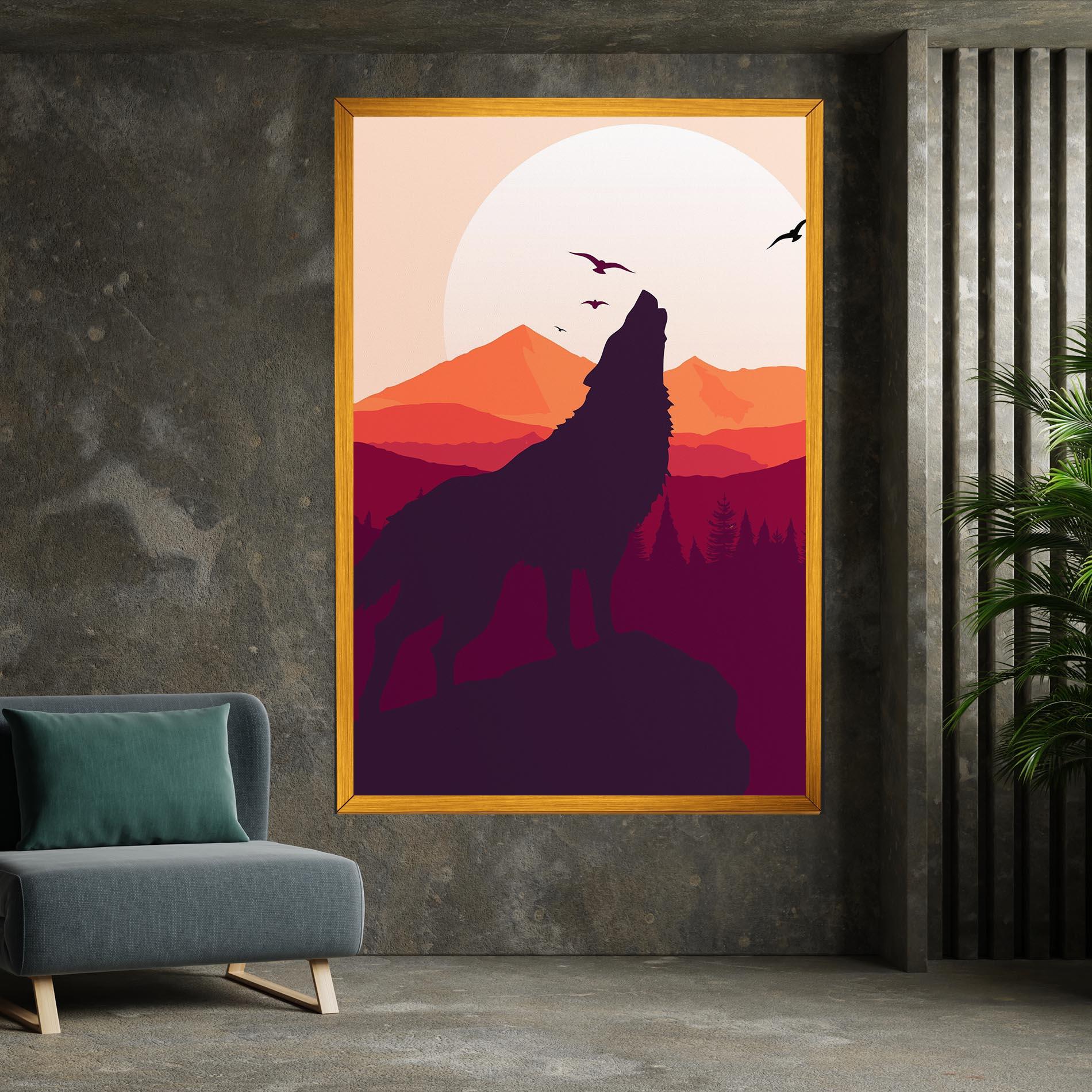 Tablou Canvas Wolf Pink Moon mockup 7