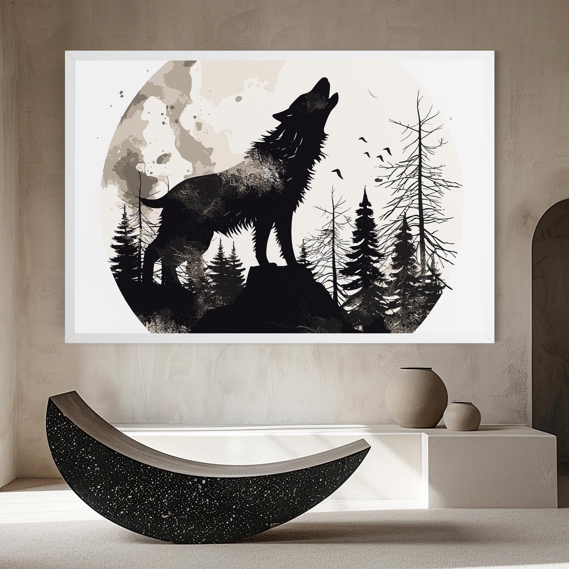 Tablou Canvas Black On Cream Wolf mockup 8