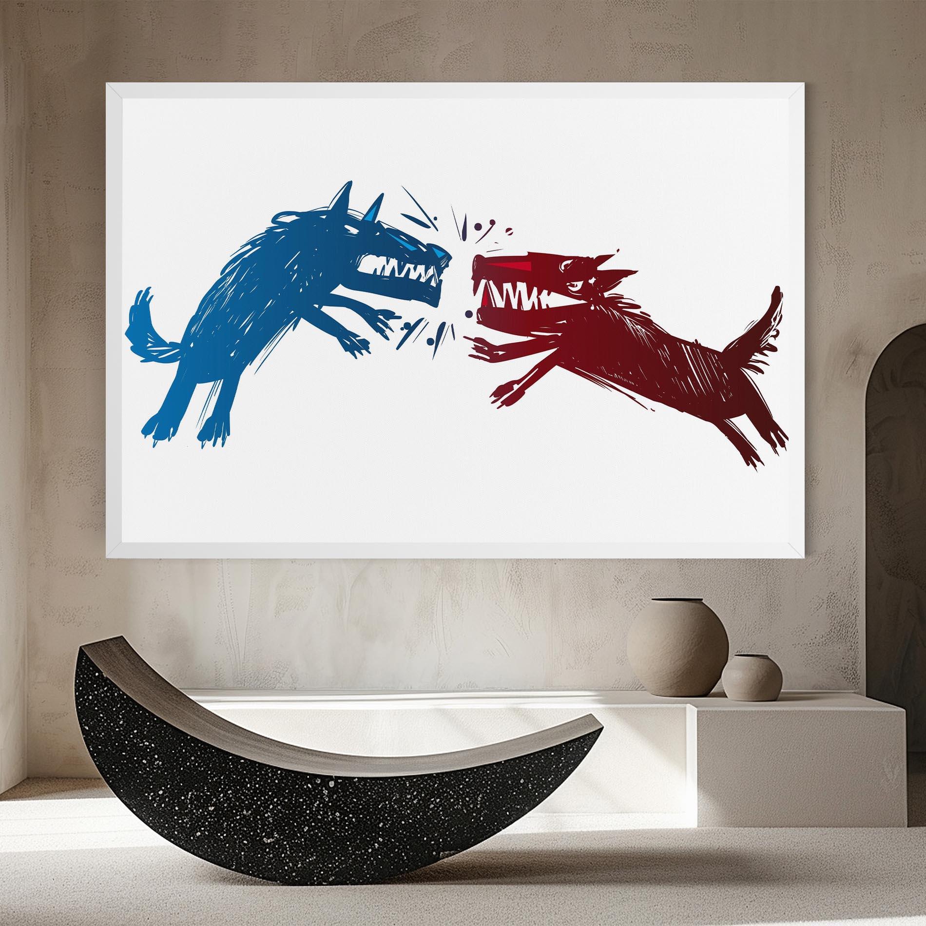 Tablou Canvas Red Blue Wolves mockup 8