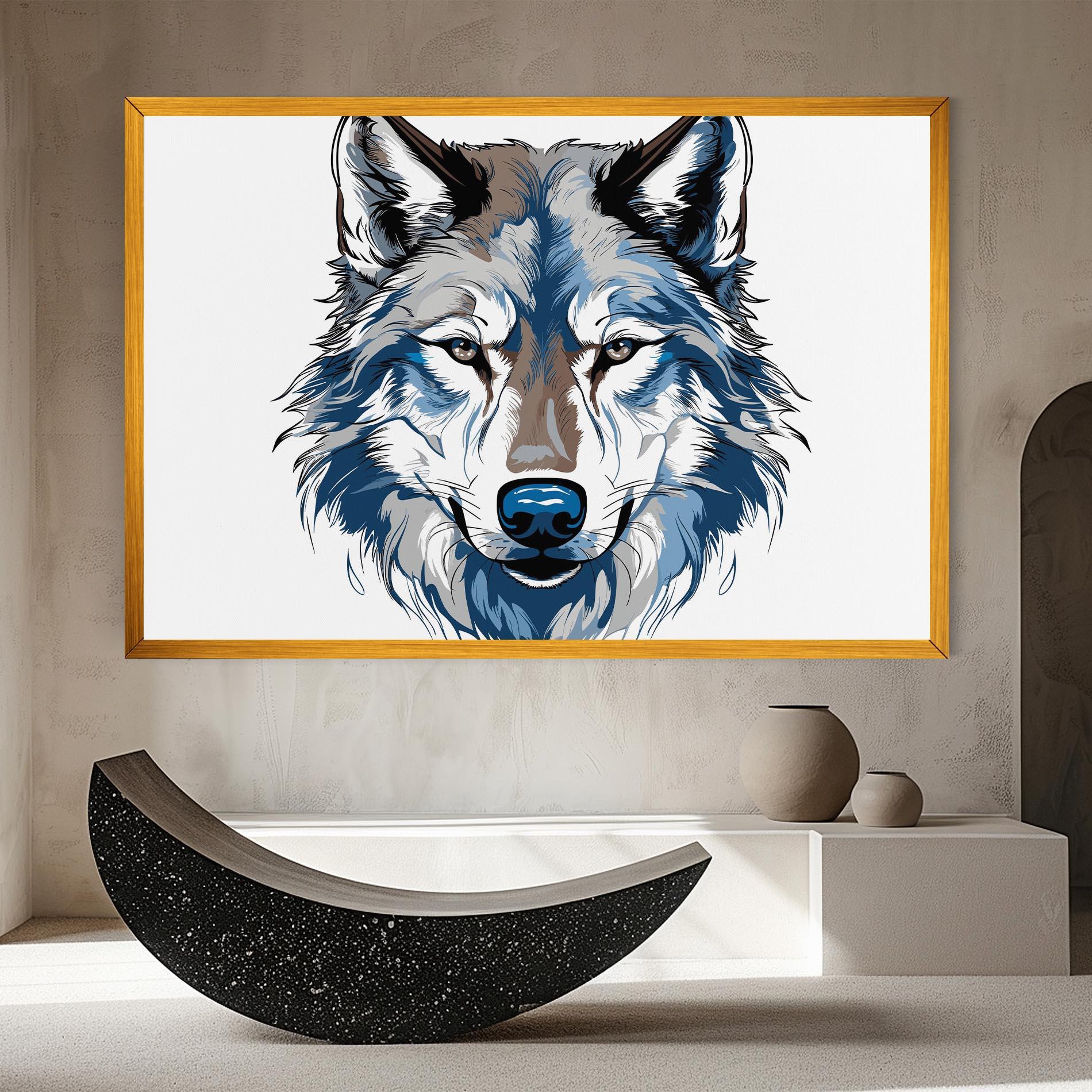 Tablou Canvas Blue Wolf Head mockup 8