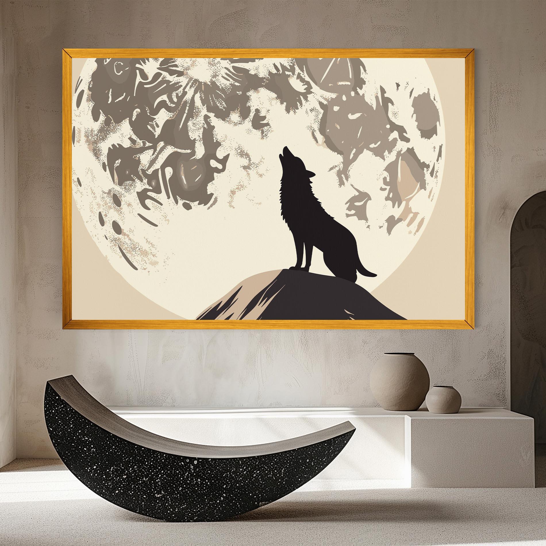 Tablou Canvas Cream Moon Wolf mockup 8