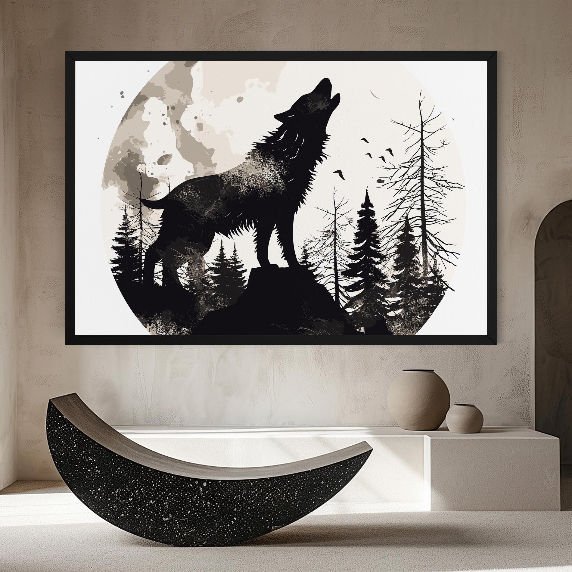 Tablou Canvas Black On Cream Wolf mockup 8