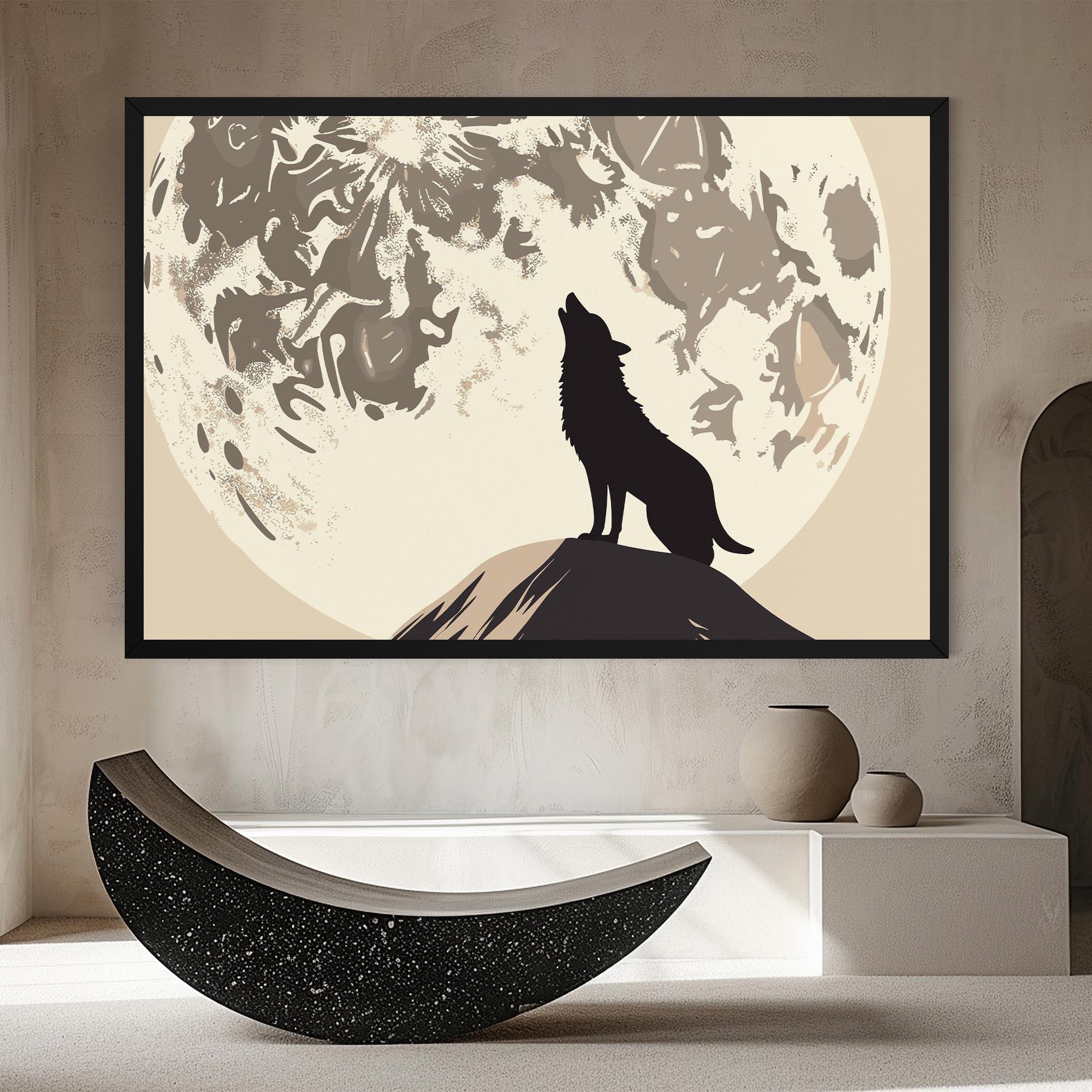 Tablou Canvas Cream Moon Wolf mockup 8