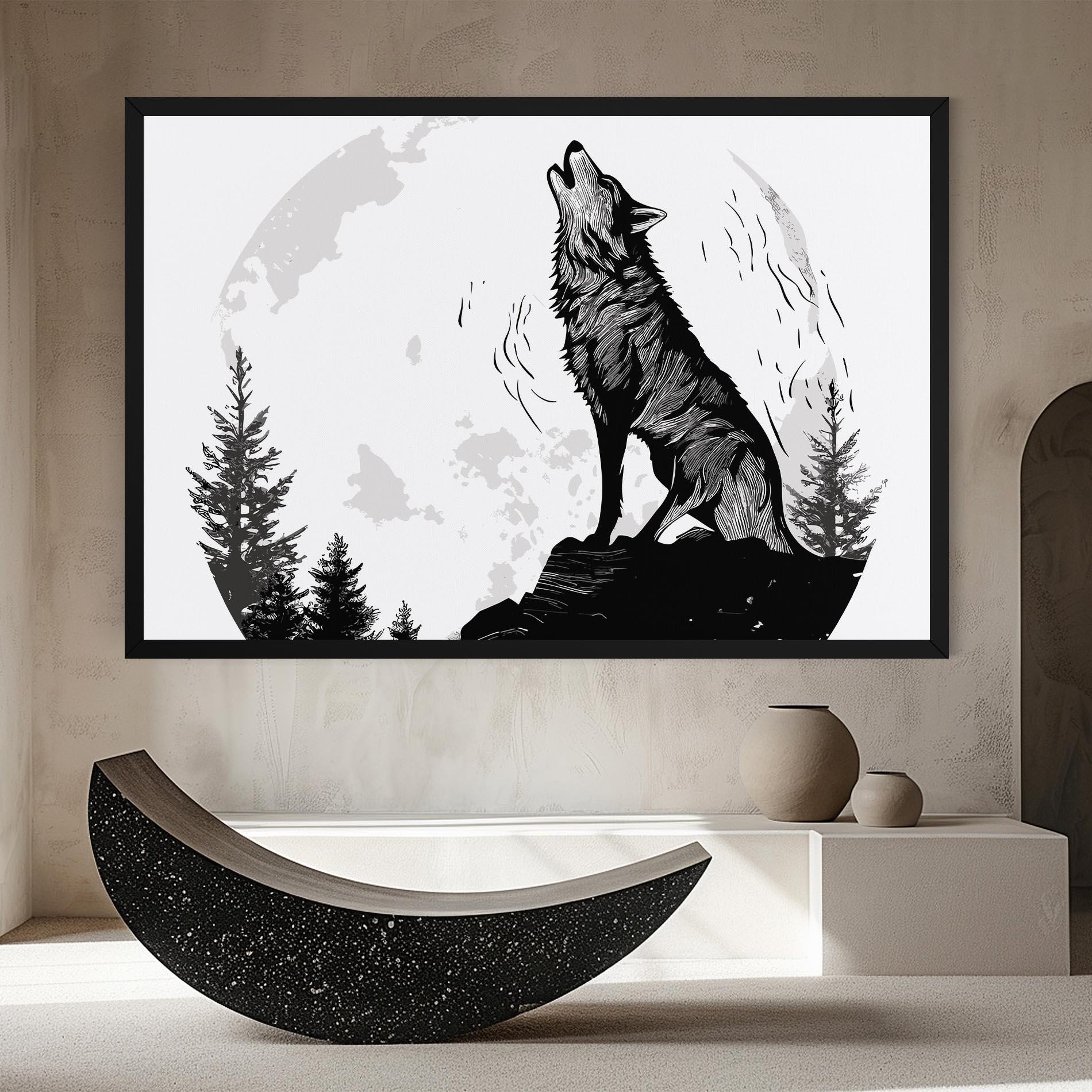 Tablou Canvas Grey Moon Wolf mockup 8