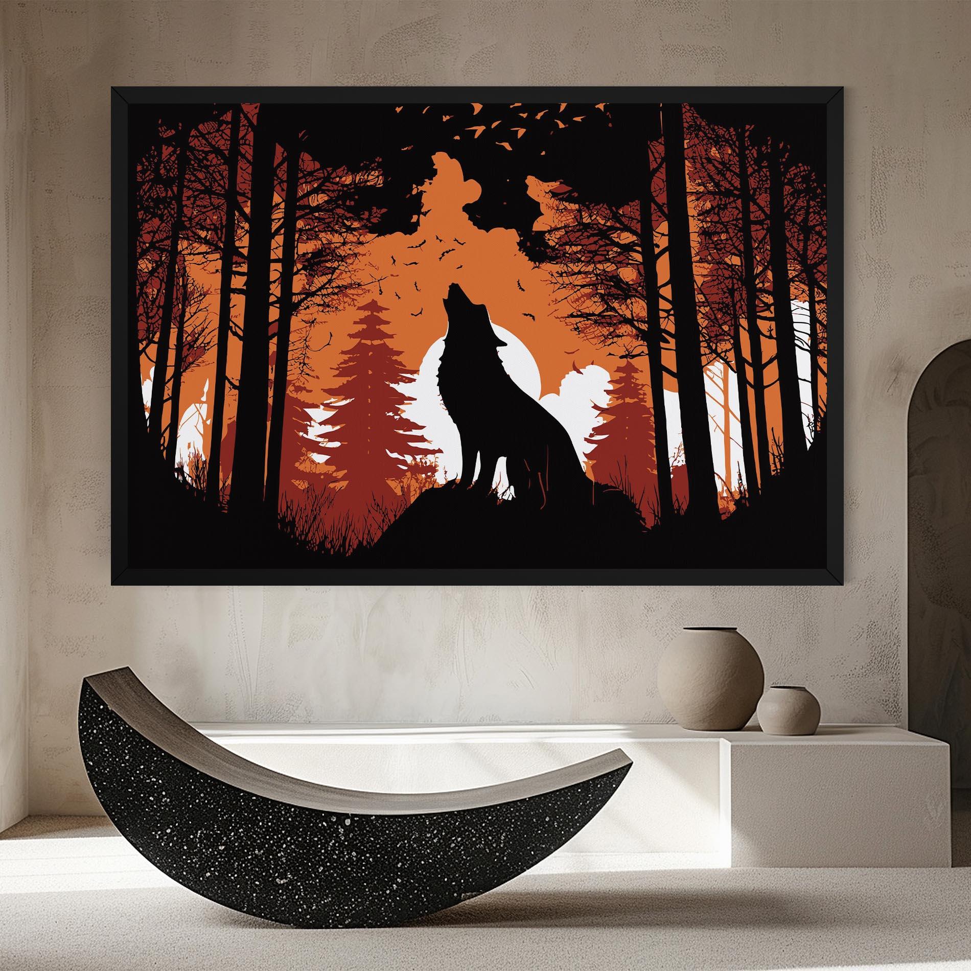 Tablou Canvas Orange Sky Wolf mockup 8