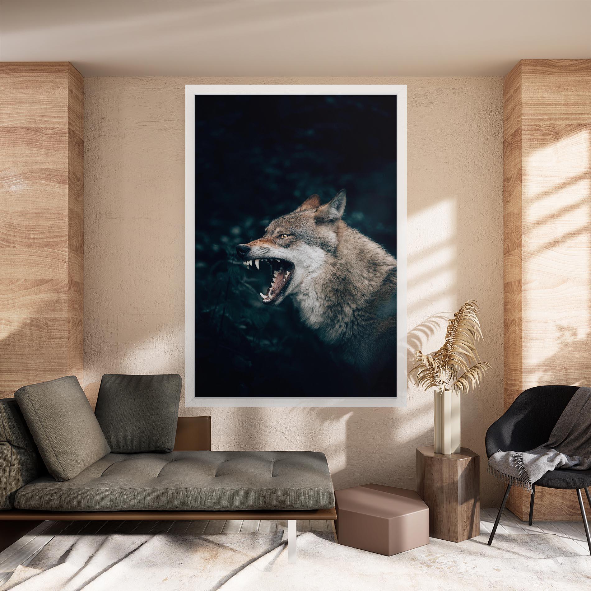 Tablou Canvas Angry Wolf In The Forest mockup 8