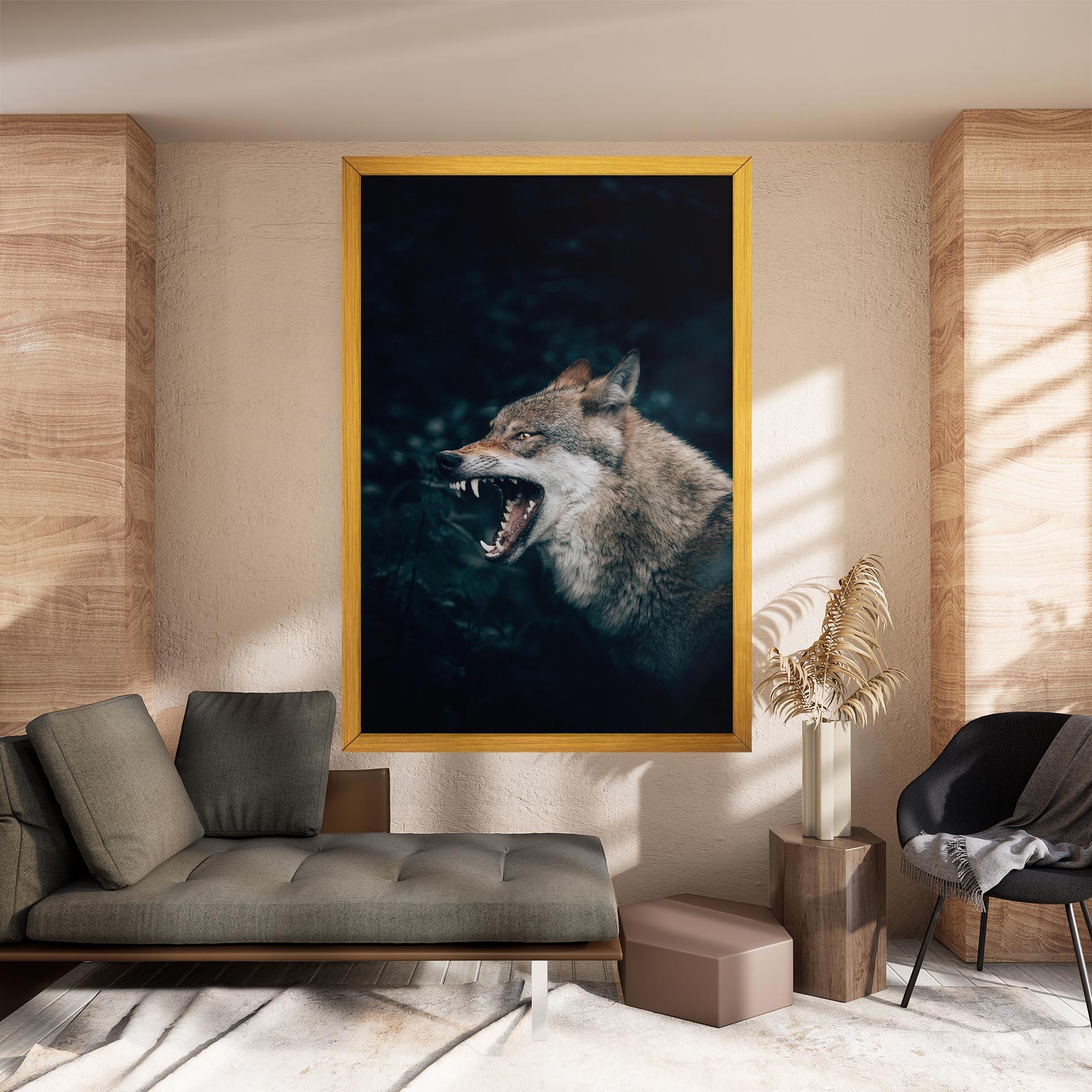 Tablou Canvas Angry Wolf In The Forest mockup 8
