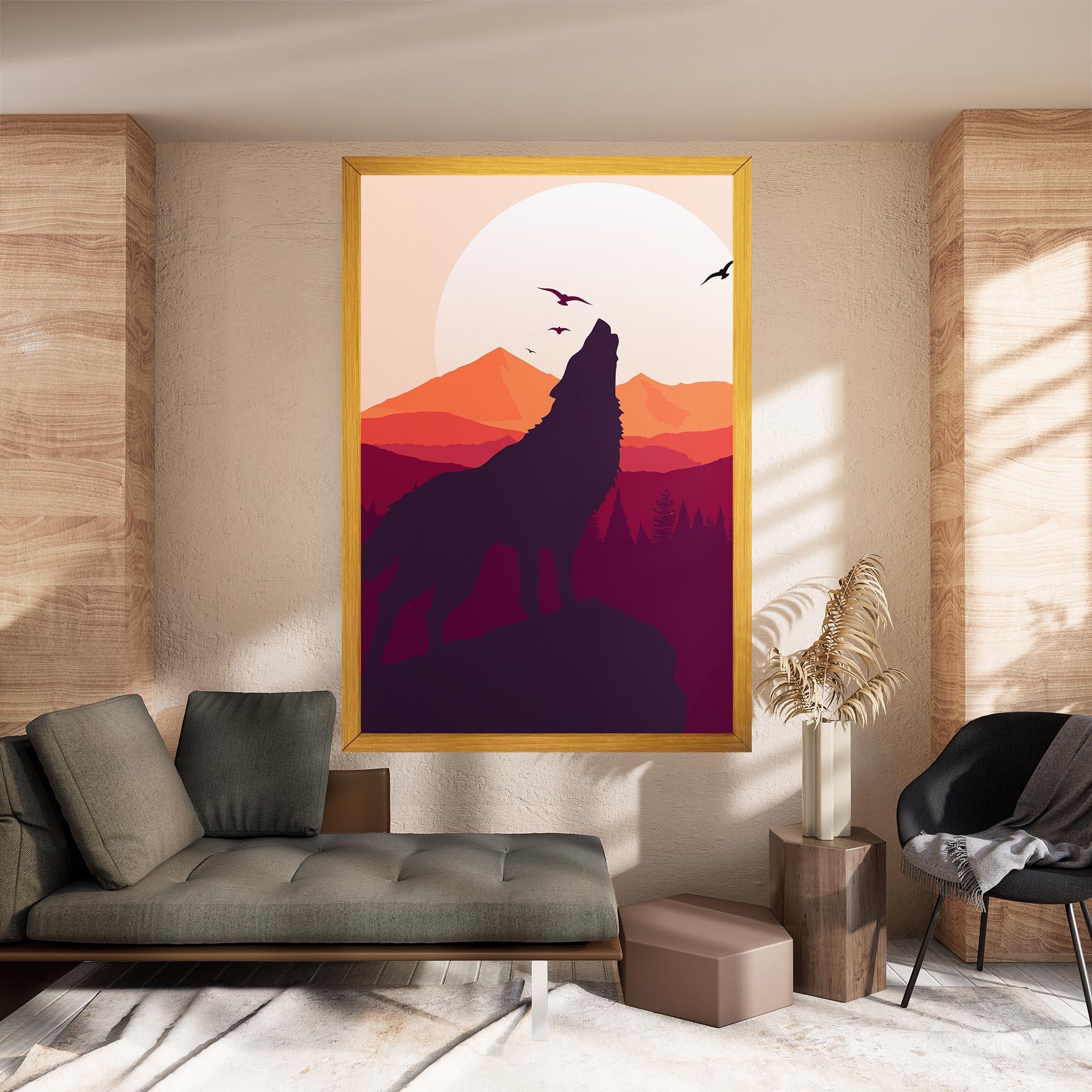 Tablou Canvas Wolf Pink Moon mockup 8