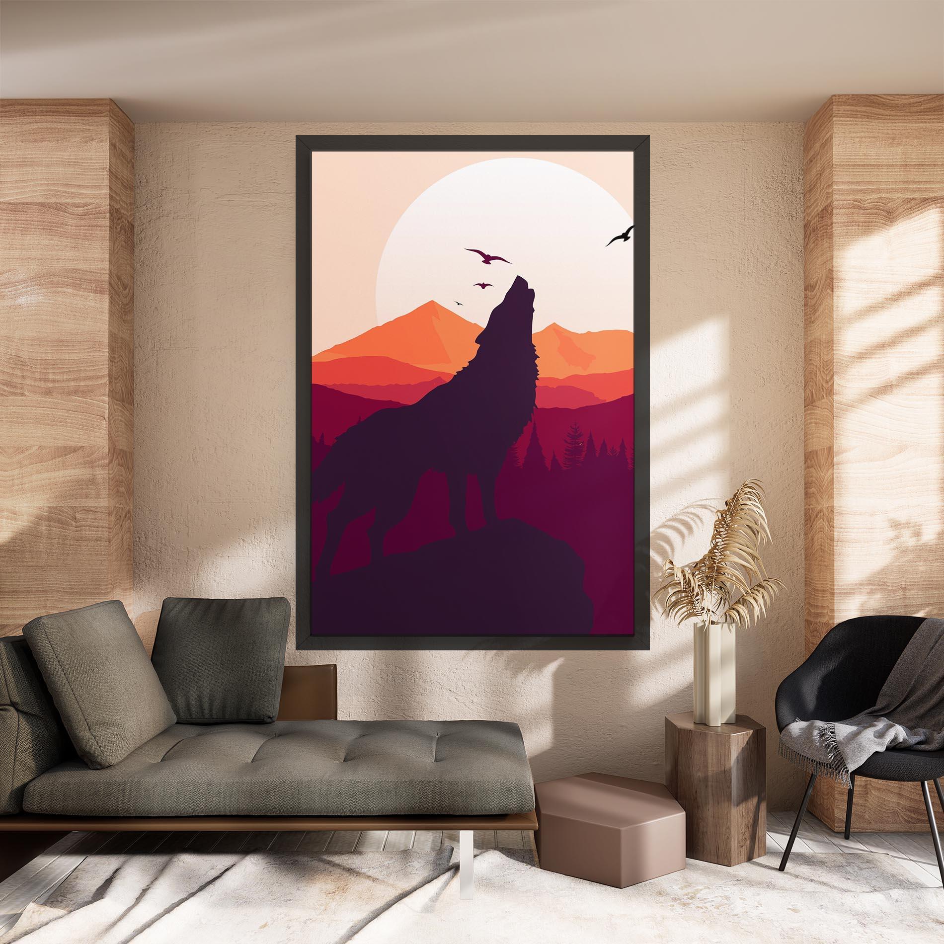 Tablou Canvas Wolf Pink Moon mockup 8