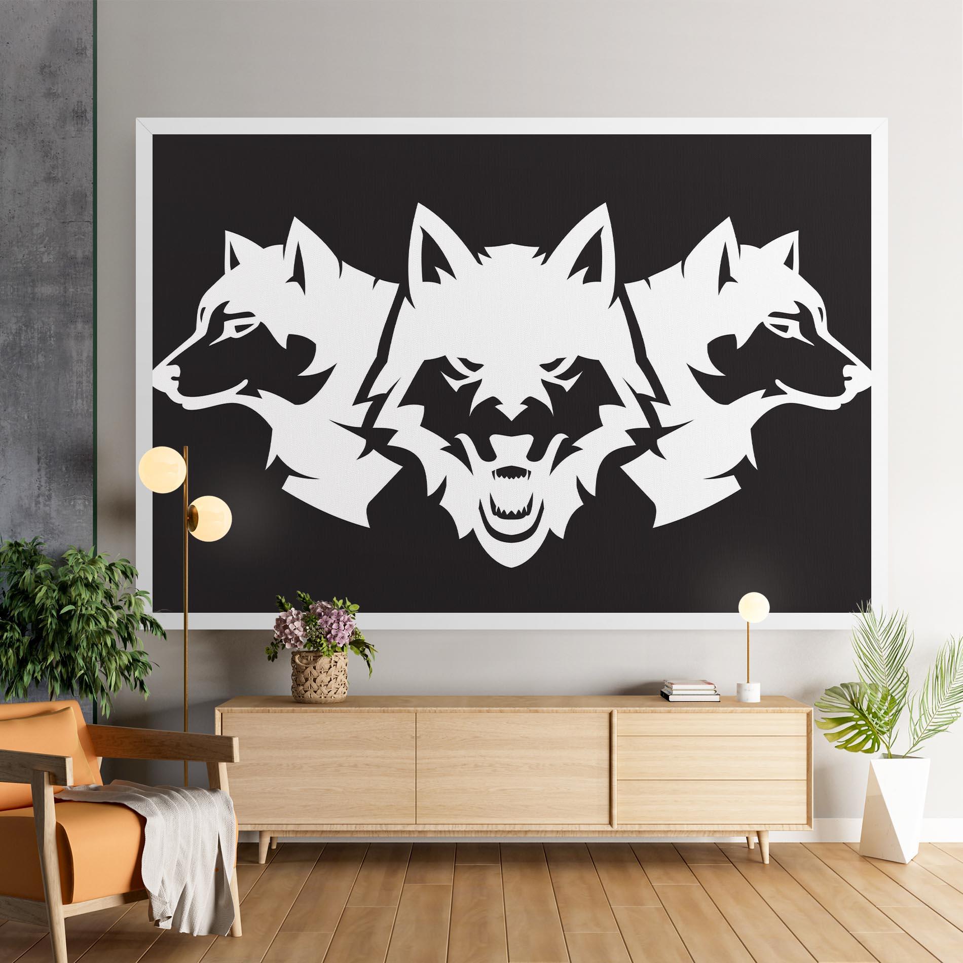 Tablou Canvas 3 Wolf Heads mockup 9