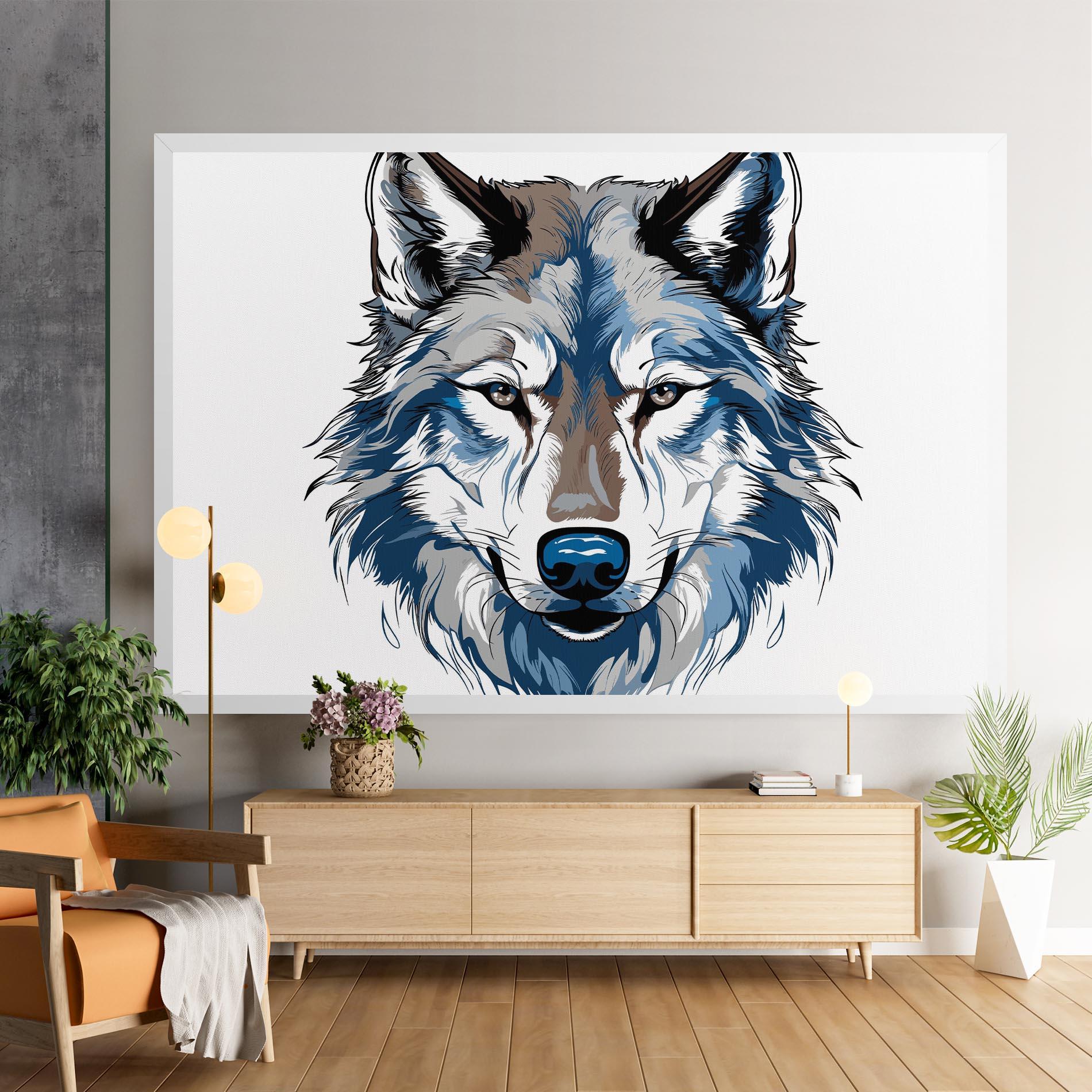 Tablou Canvas Blue Wolf Head mockup 9