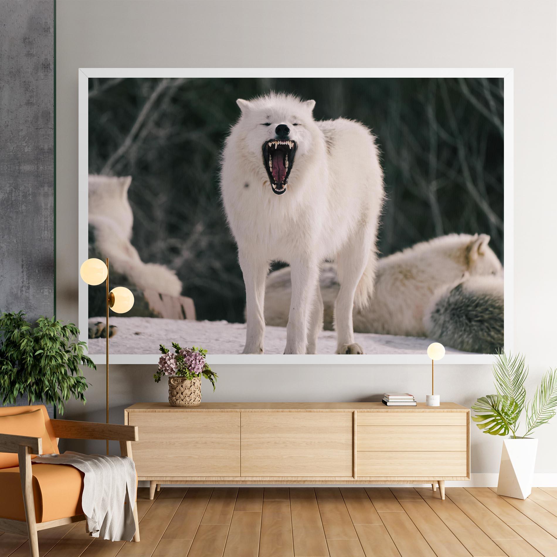 Tablou Canvas Laughing White Wolf mockup 9