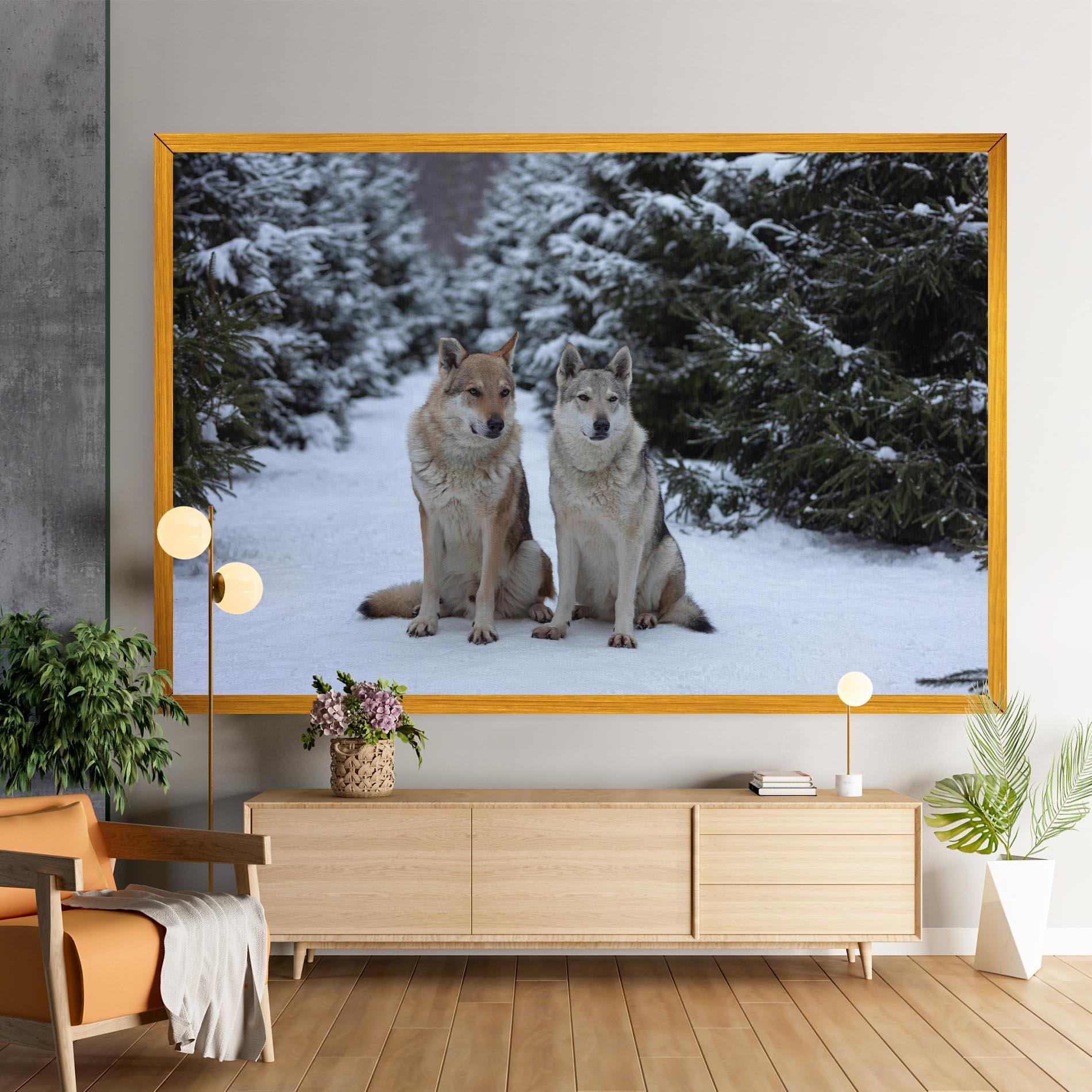 Tablou Canvas 2 Wolfs Sitting mockup 9