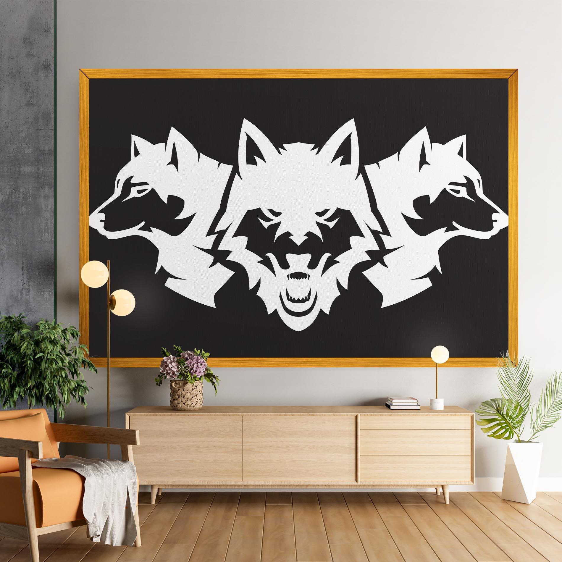Tablou Canvas 3 Wolf Heads mockup 9