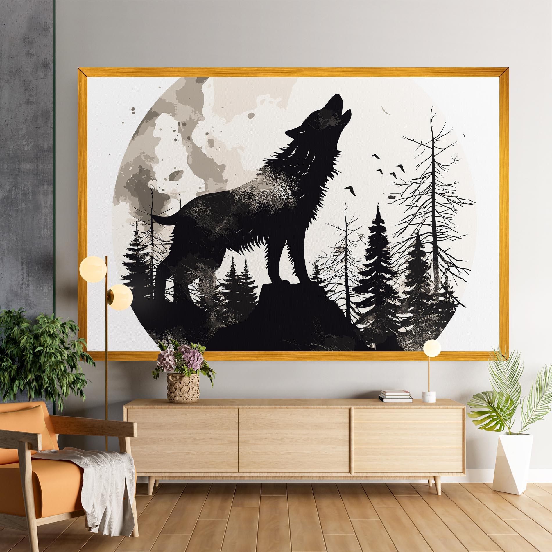 Tablou Canvas Black On Cream Wolf mockup 9