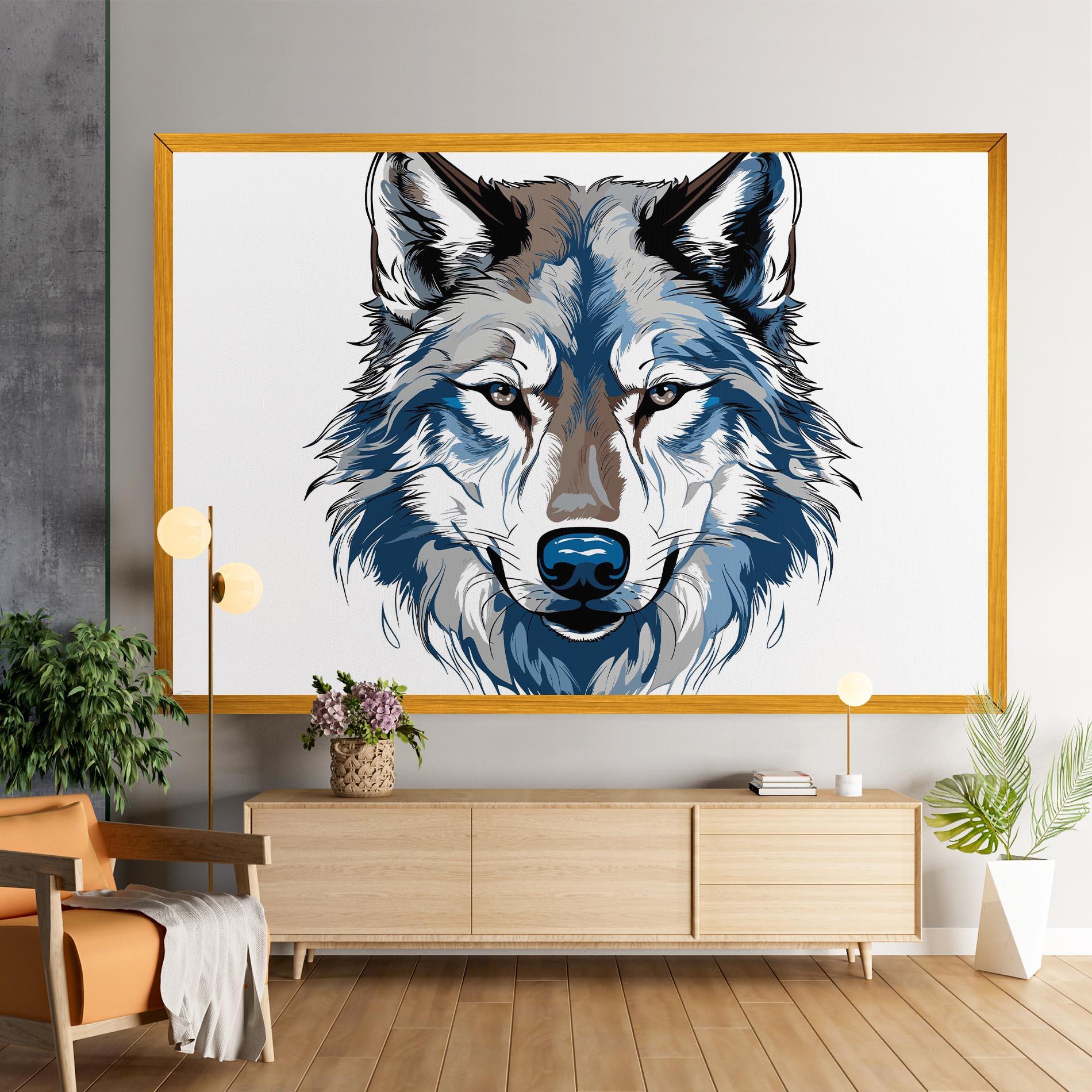 Tablou Canvas Blue Wolf Head mockup 9