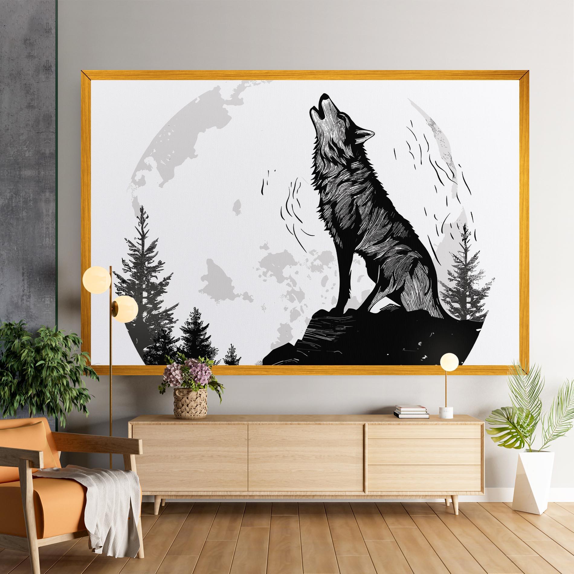 Tablou Canvas Grey Moon Wolf mockup 9