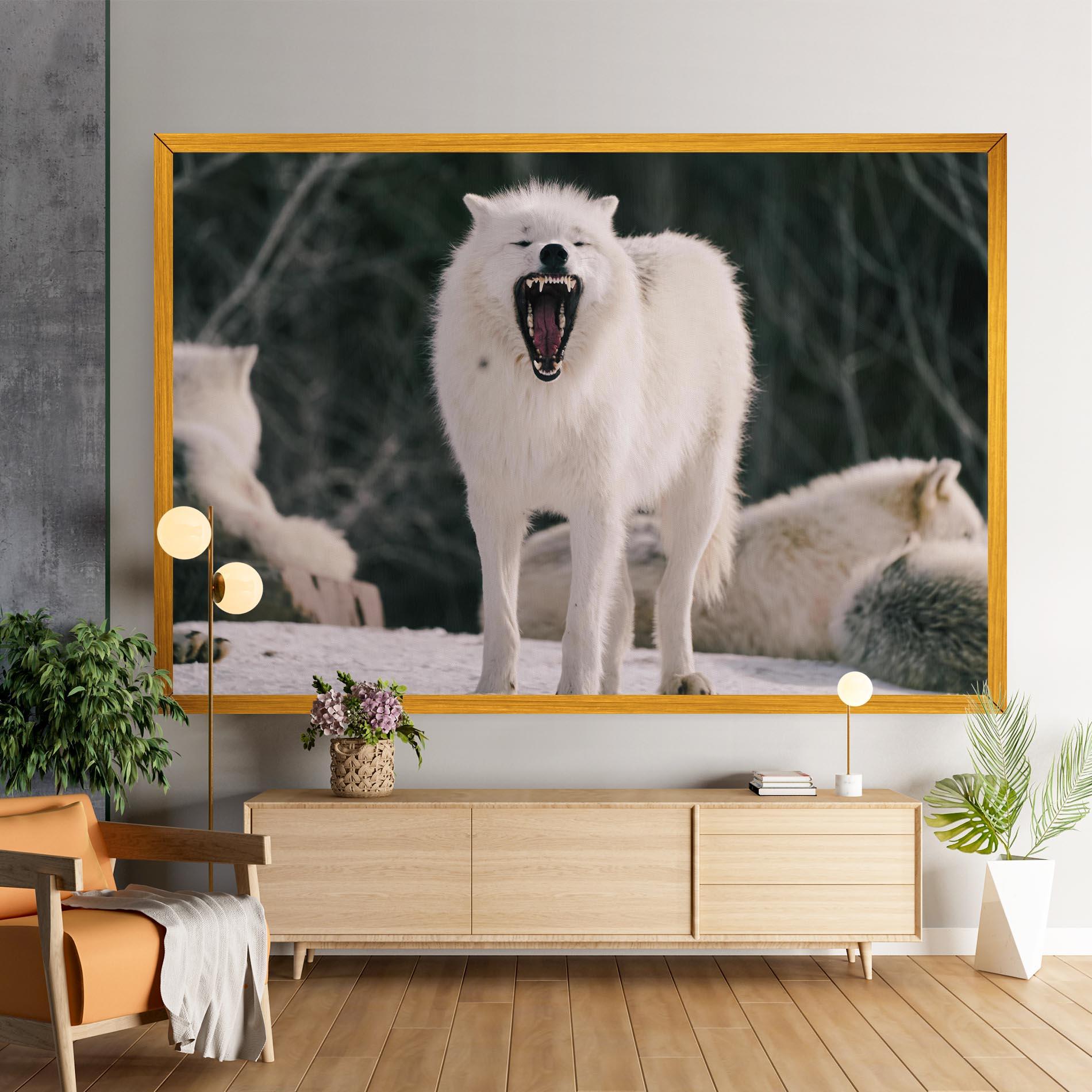 Tablou Canvas Laughing White Wolf mockup 9