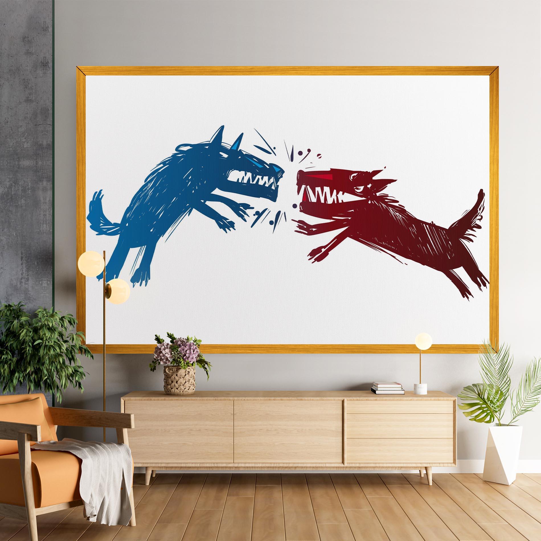 Tablou Canvas Red Blue Wolves mockup 9
