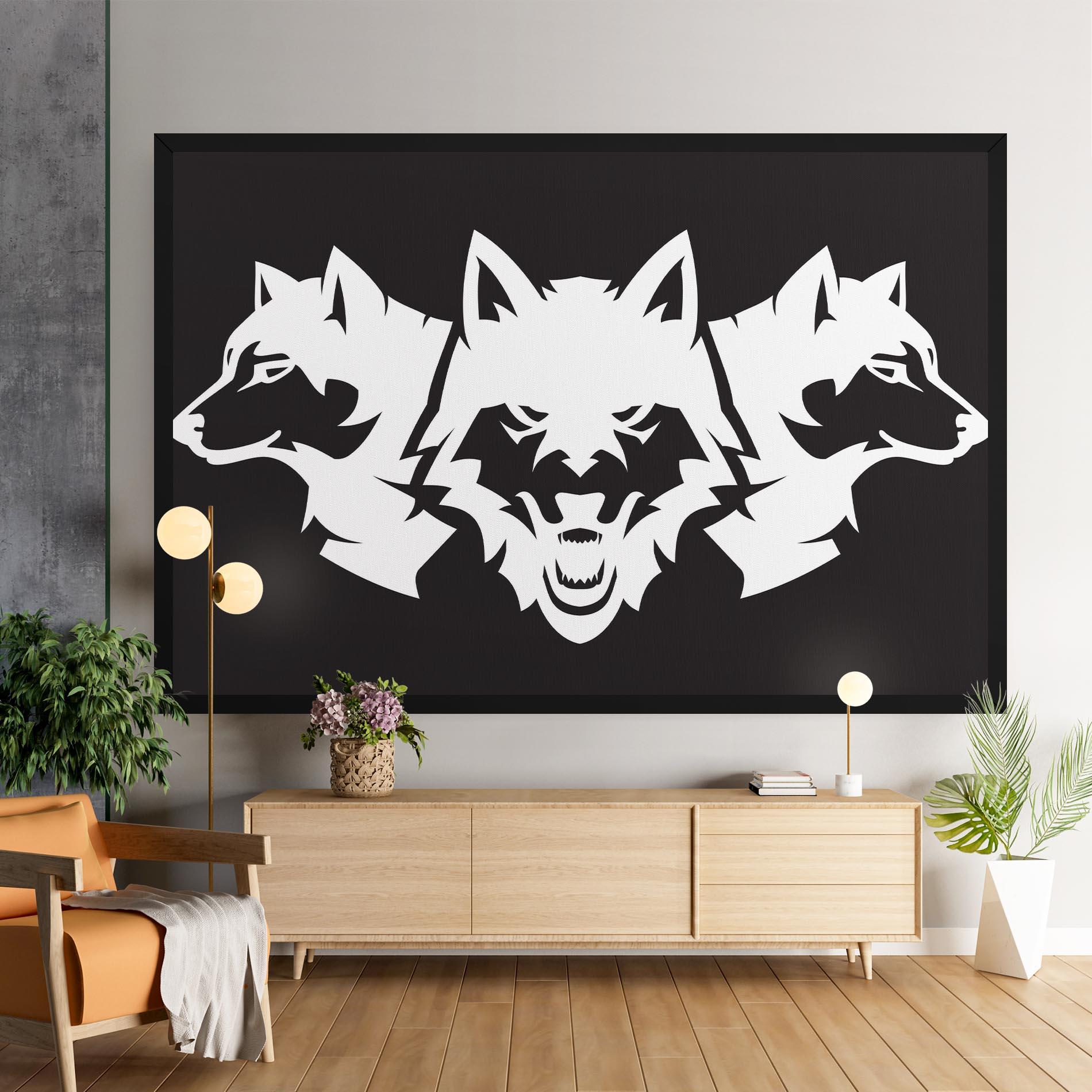 Tablou Canvas 3 Wolf Heads mockup 9