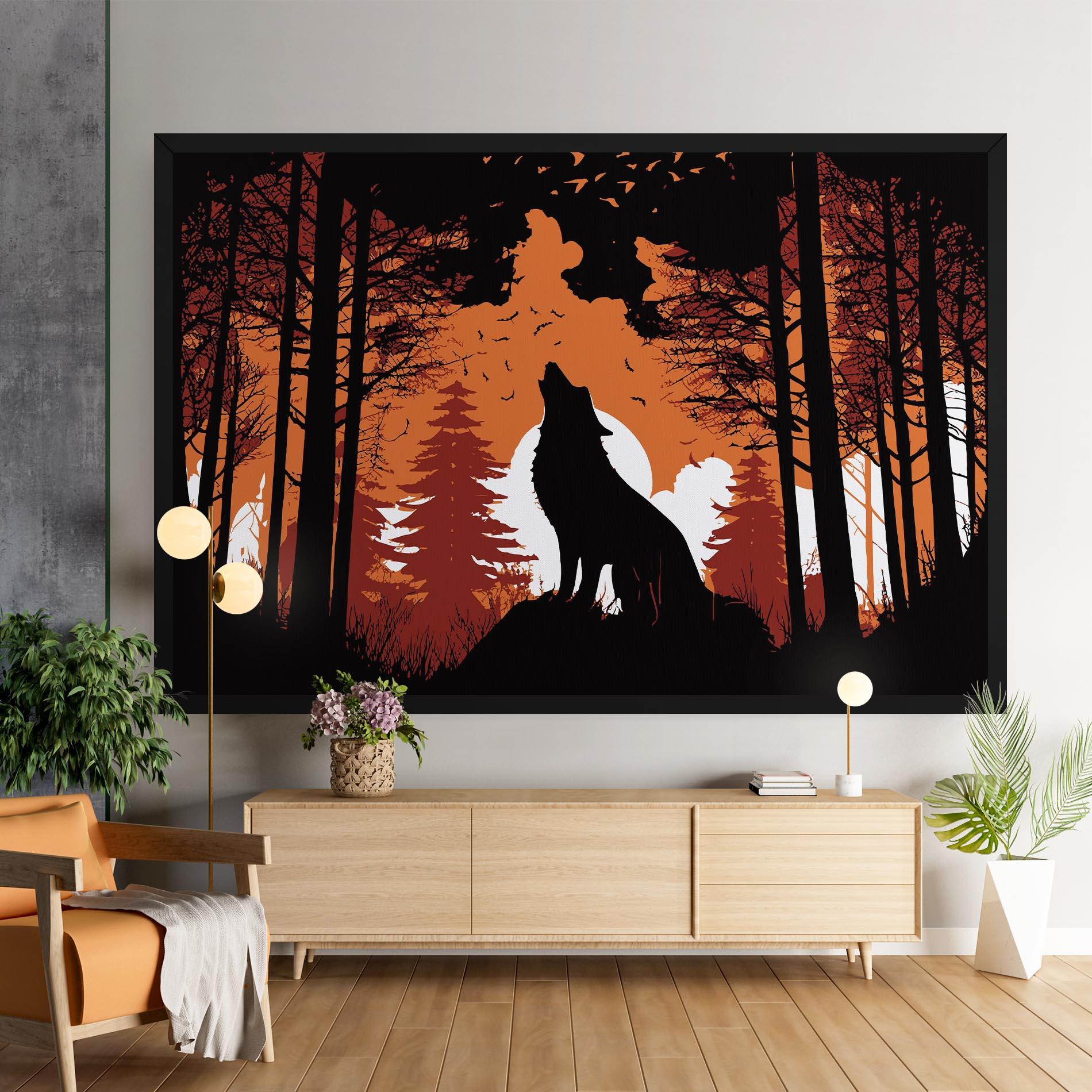 Tablou Canvas Orange Sky Wolf mockup 9