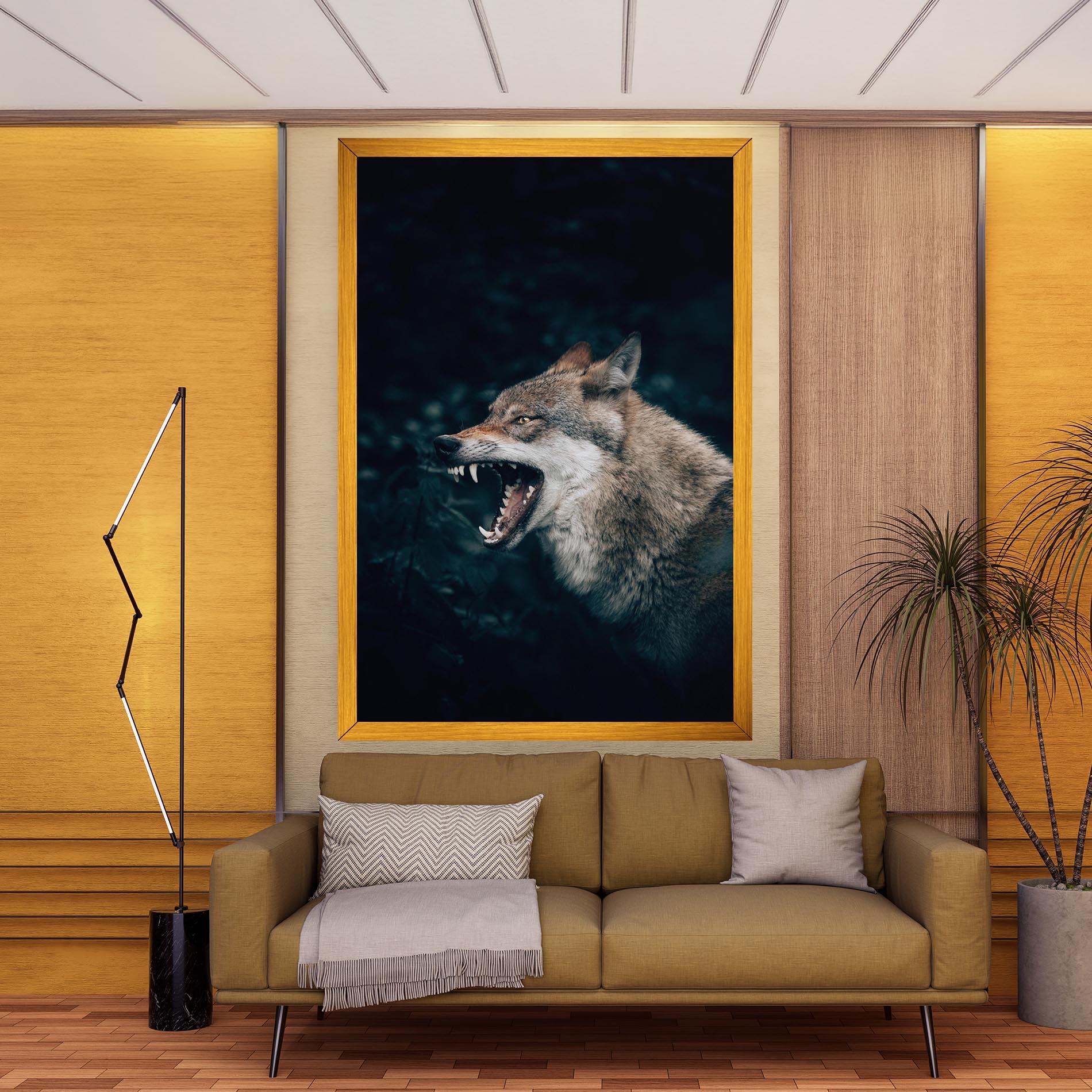 Tablou Canvas Angry Wolf In The Forest mockup 9