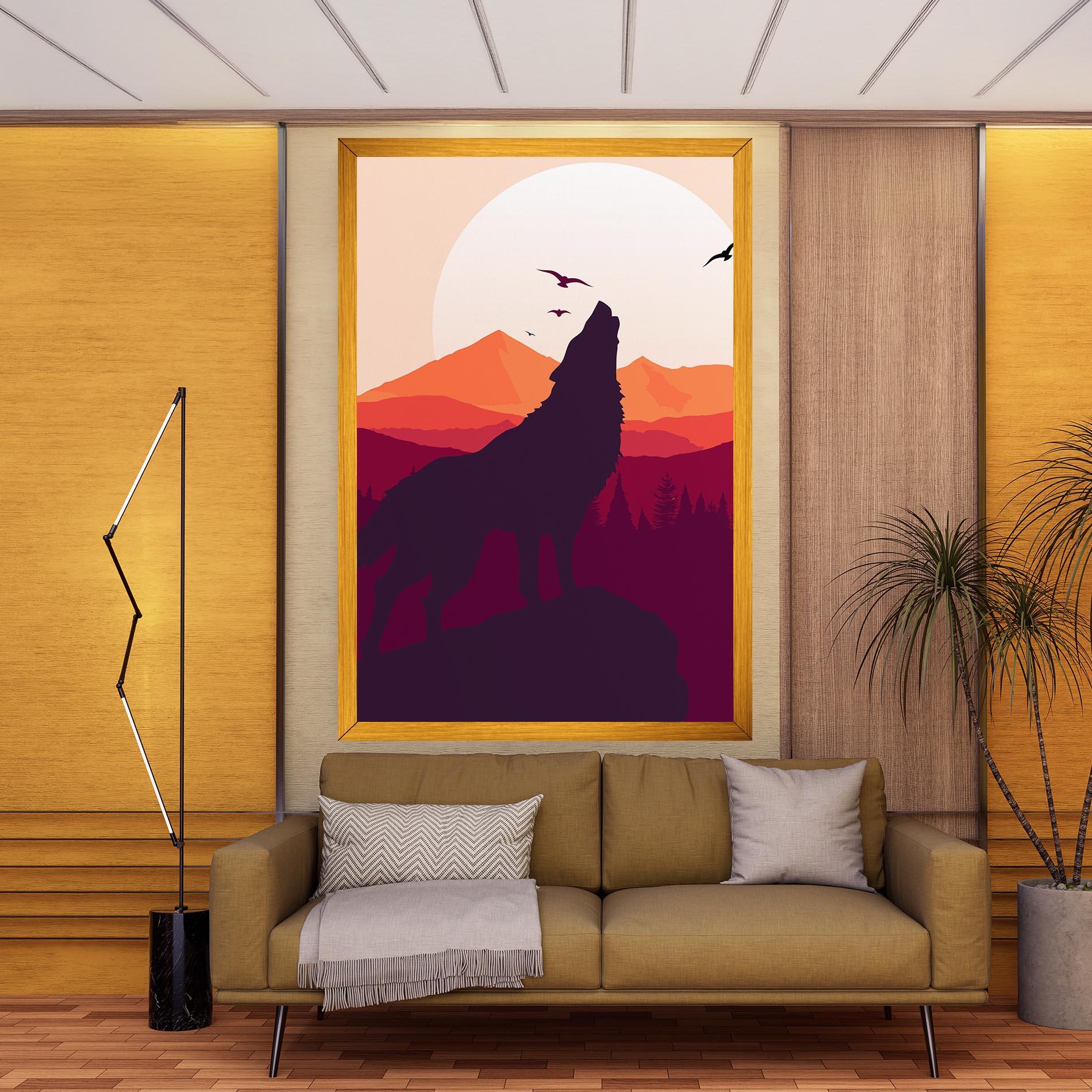 Tablou Canvas Wolf Pink Moon mockup 9