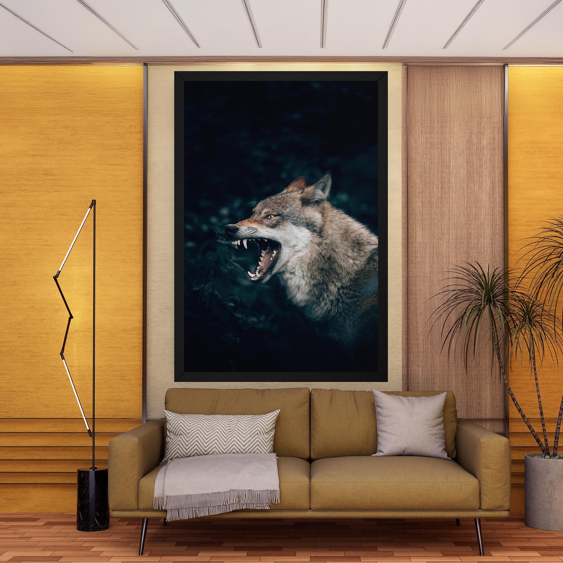 Tablou Canvas Angry Wolf In The Forest mockup 9