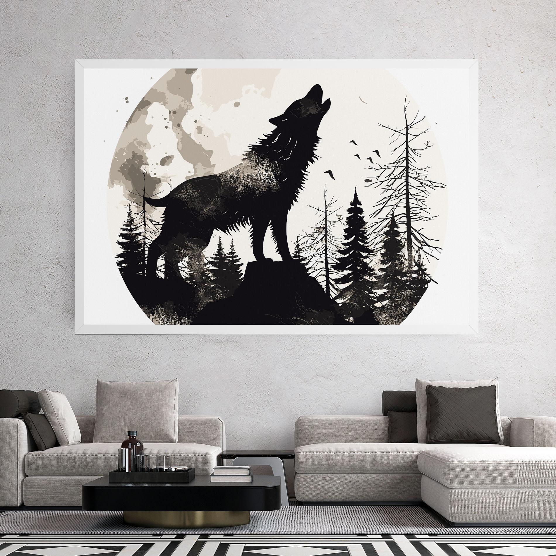 Tablou Canvas Black On Cream Wolf mockup 2