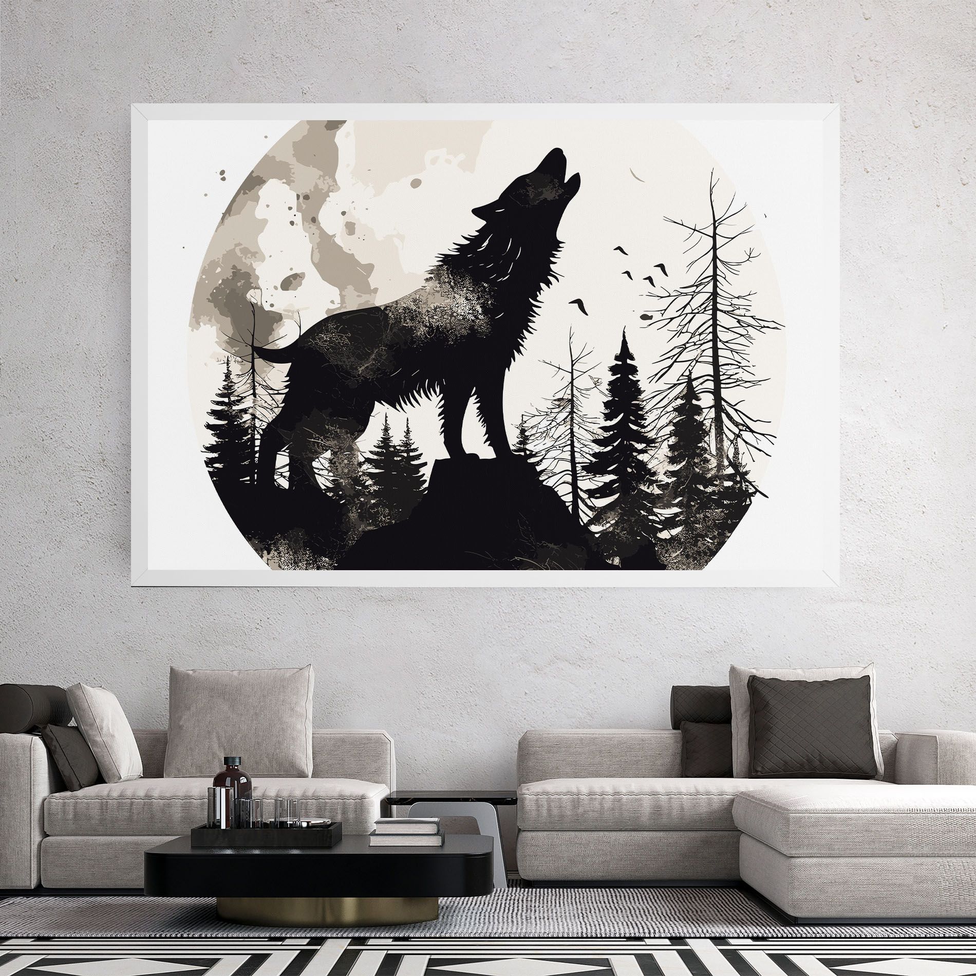 Black On Cream Wolf mockup 2