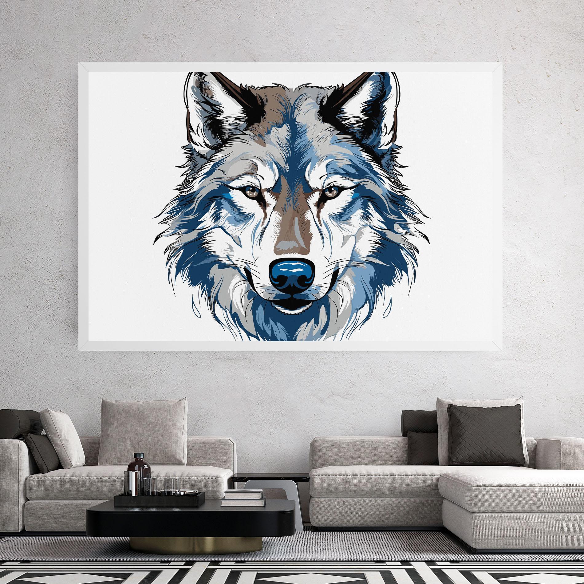 Tablou Canvas Blue Wolf Head mockup 2