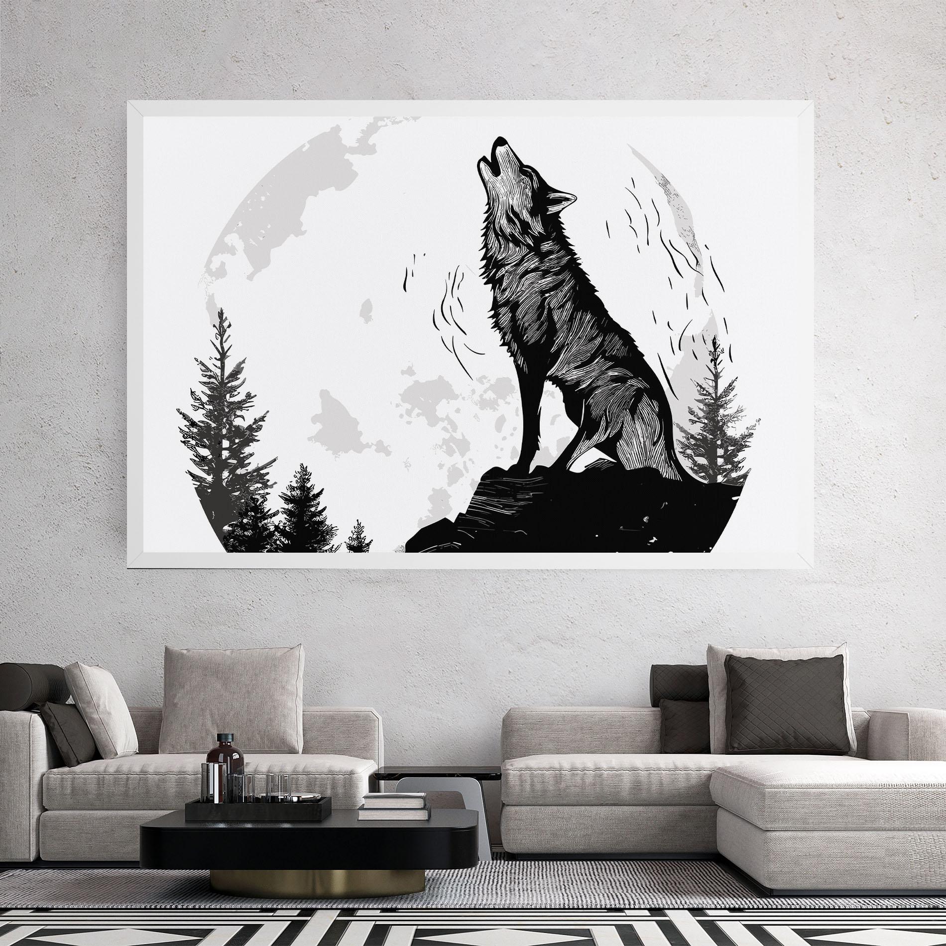 Tablou Canvas Grey Moon Wolf mockup 2