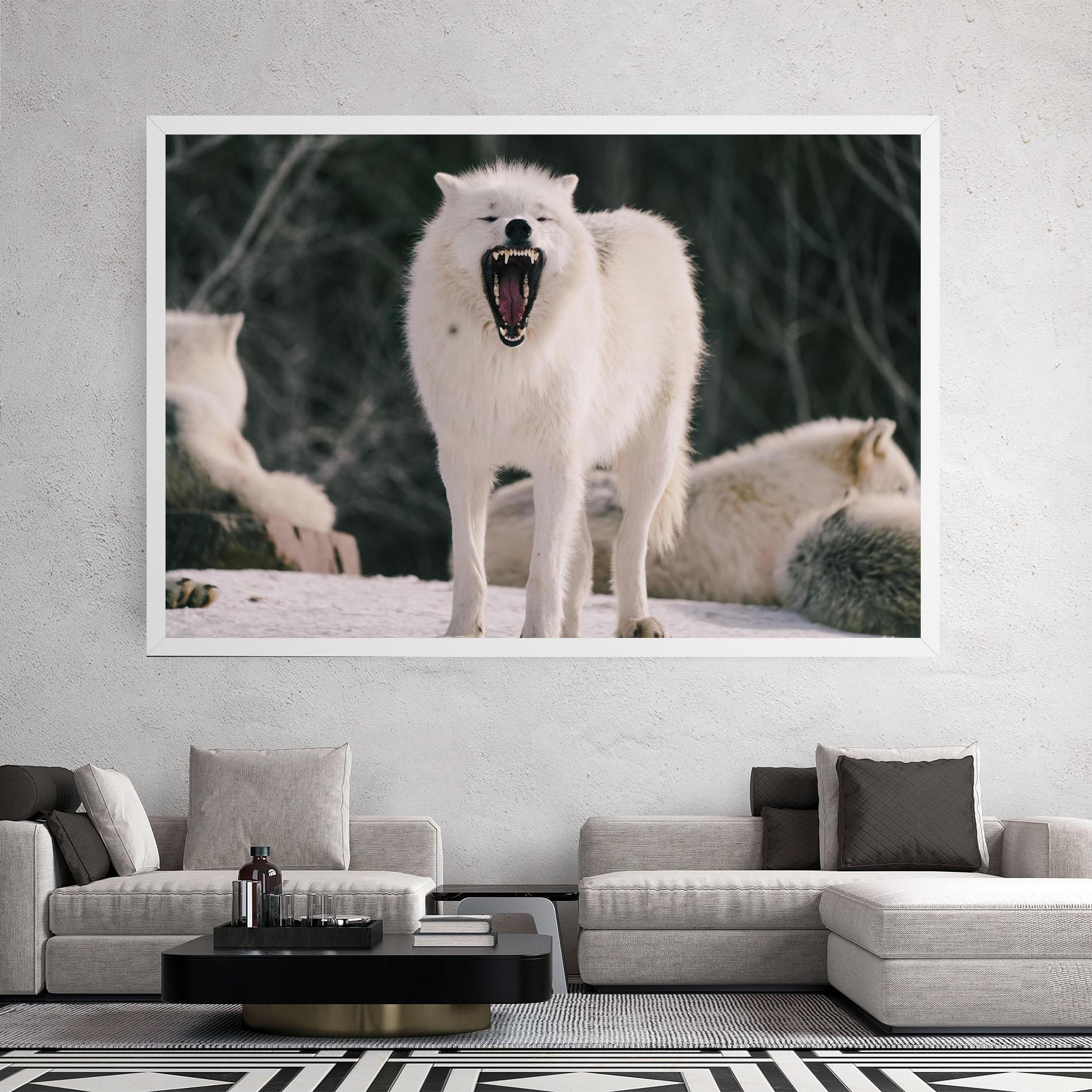 Tablou Canvas Laughing White Wolf mockup 2