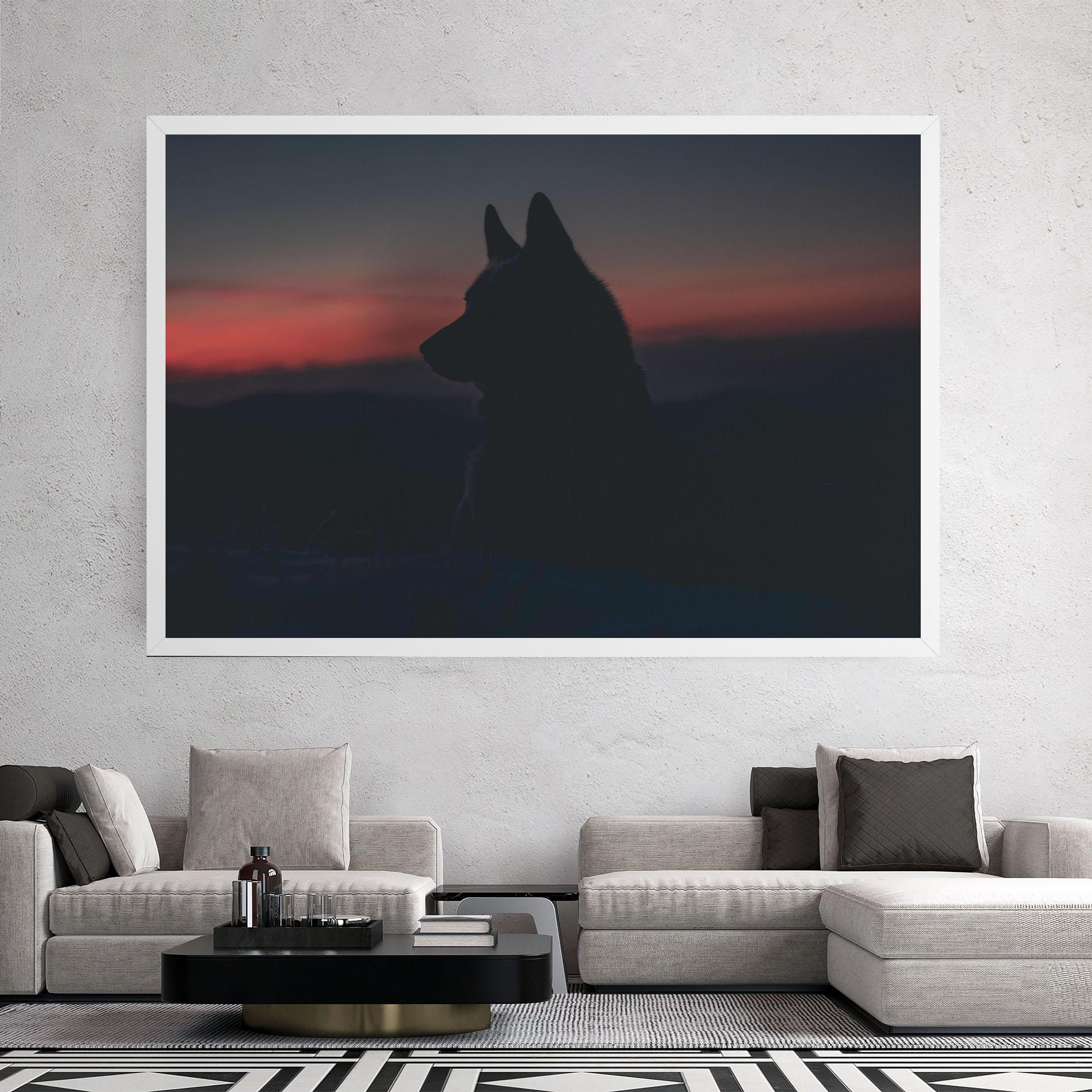 Tablou Canvas Wolf Shillouette mockup 2