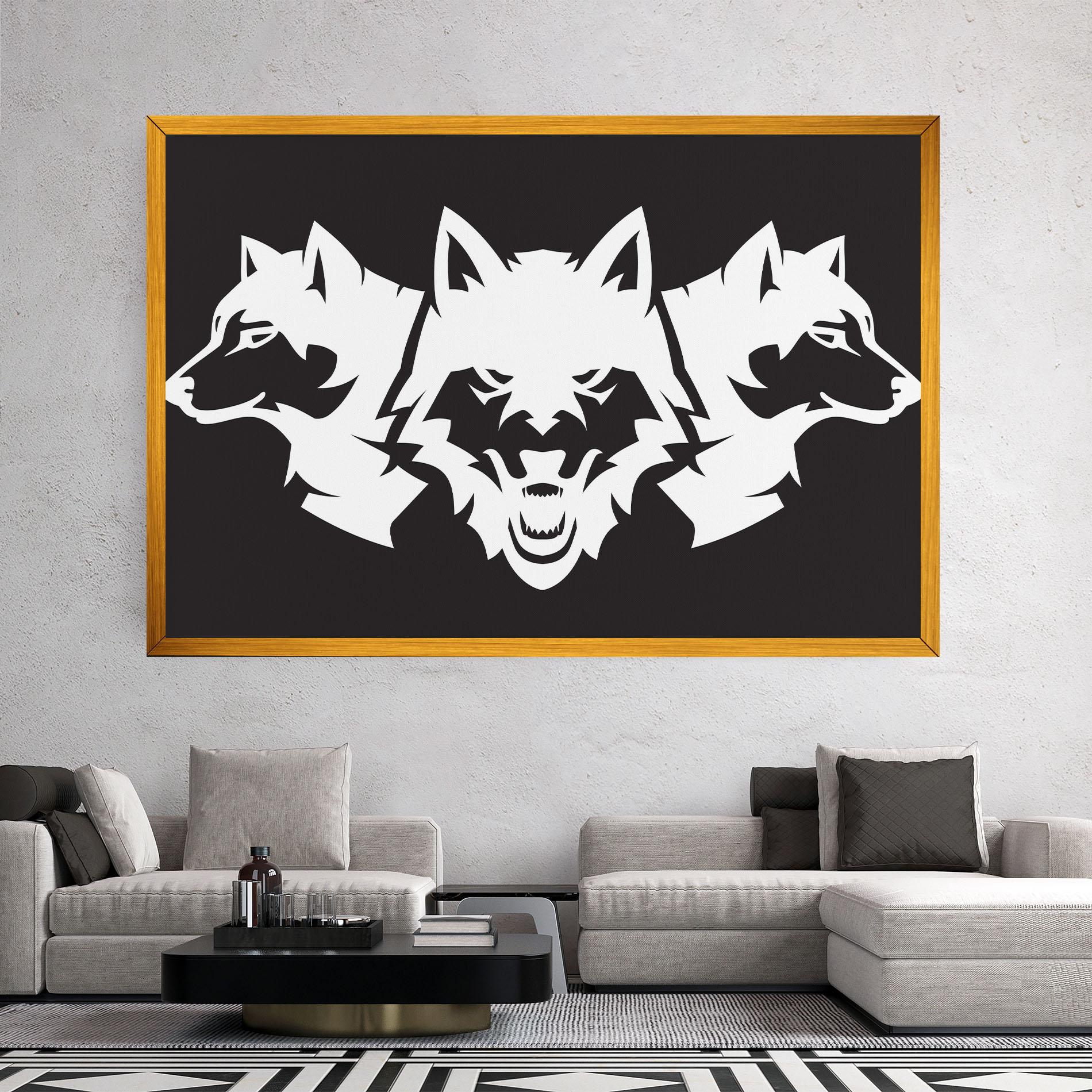 Tablou Canvas 3 Wolf Heads mockup 2