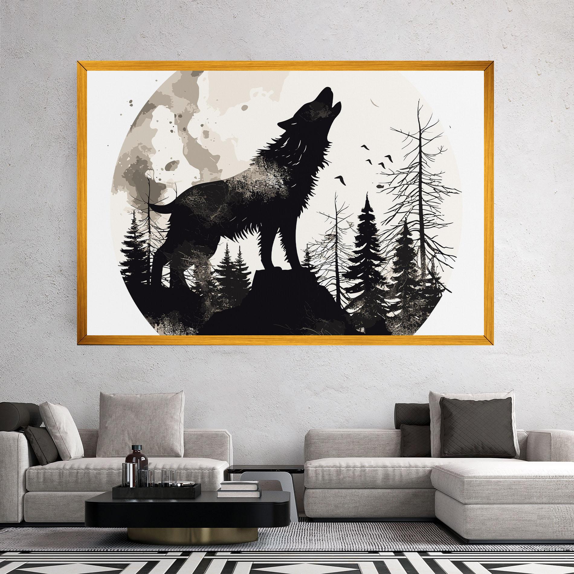 Tablou Canvas Black On Cream Wolf mockup 2