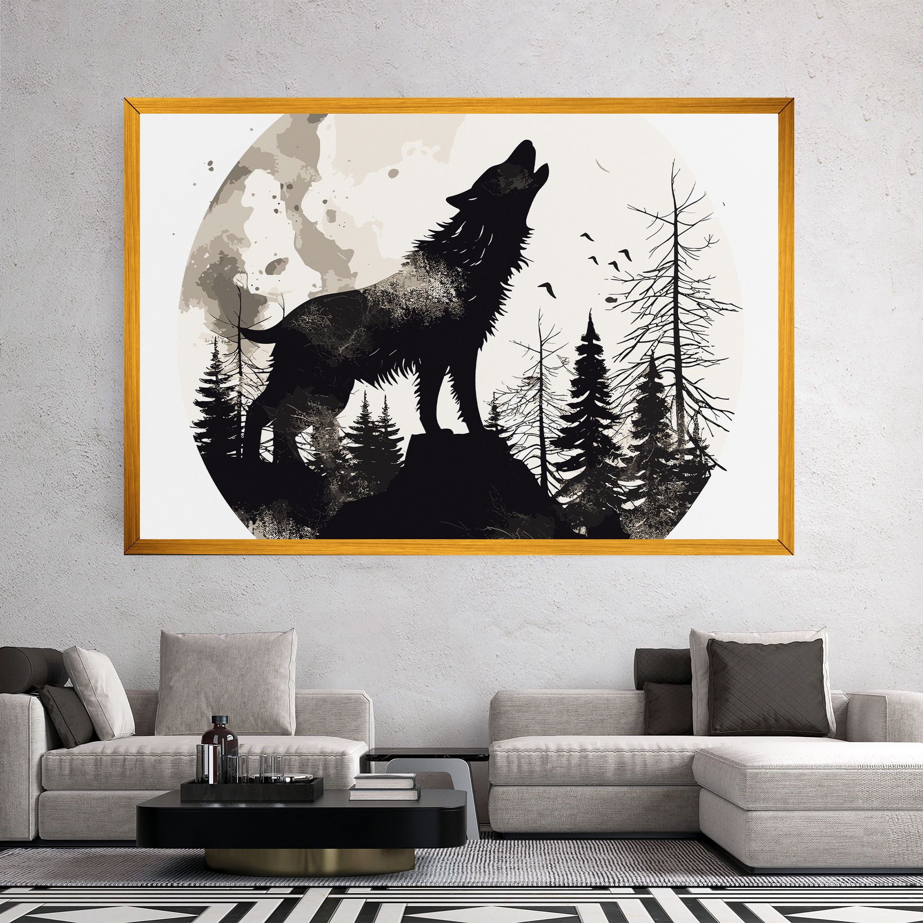 Black On Cream Wolf mockup 2