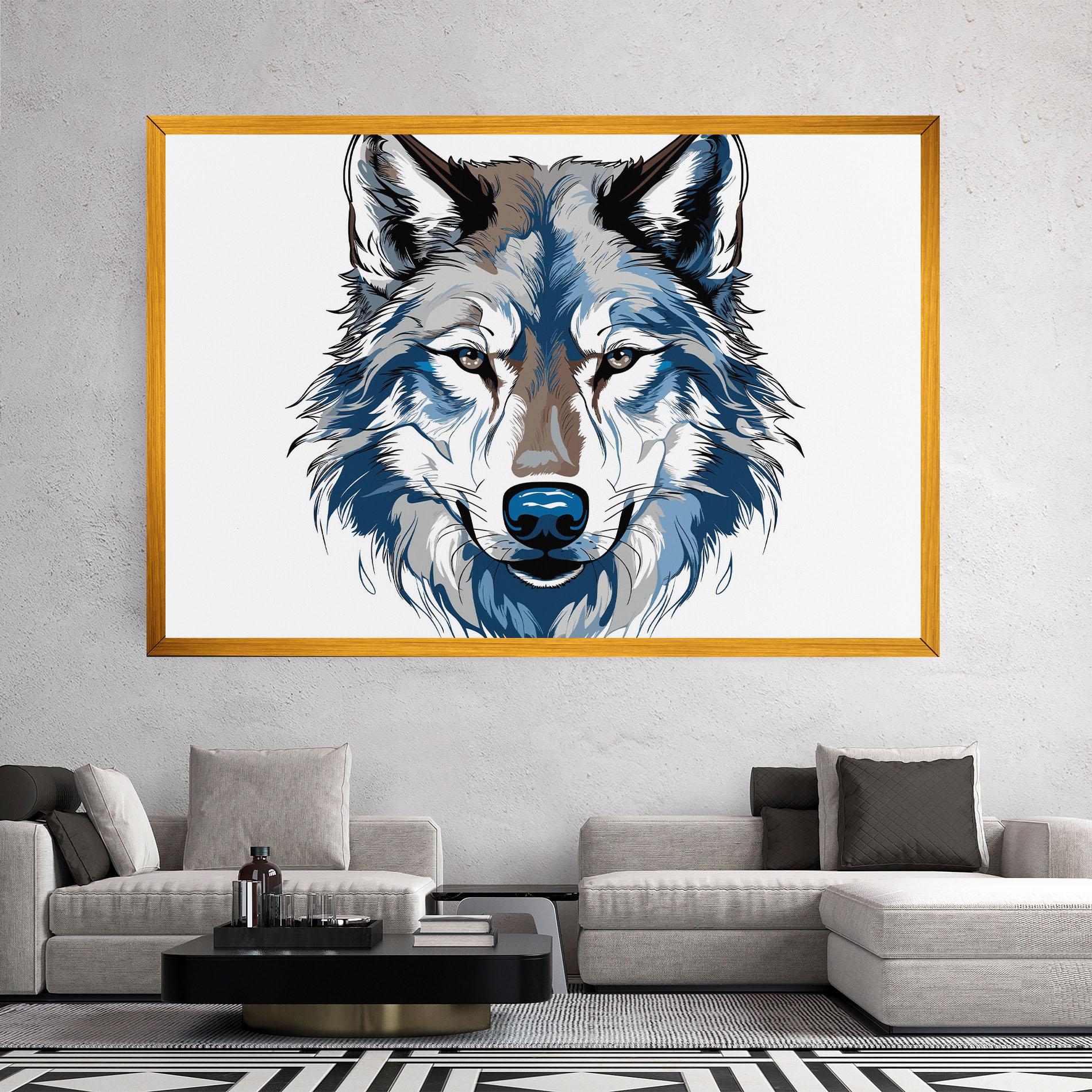 Tablou Canvas Blue Wolf Head mockup 2